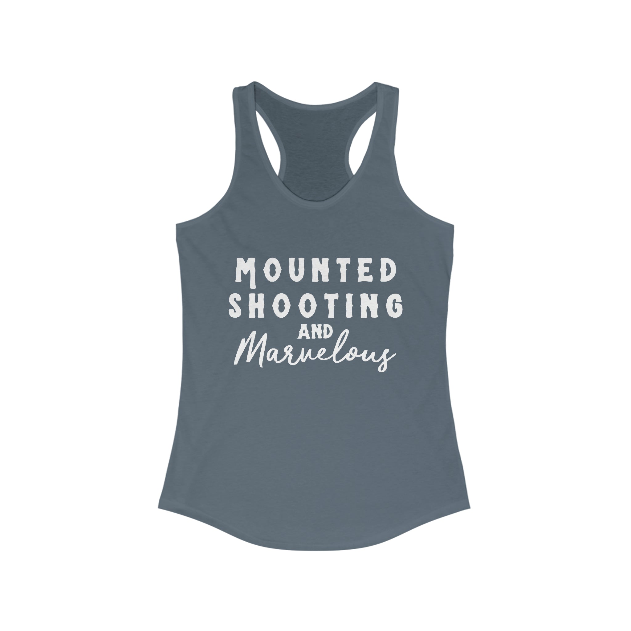 Mounted Shooting & Marvelous Racerback Tank Horse Riding Discipline Tee Printify XS Solid Indigo