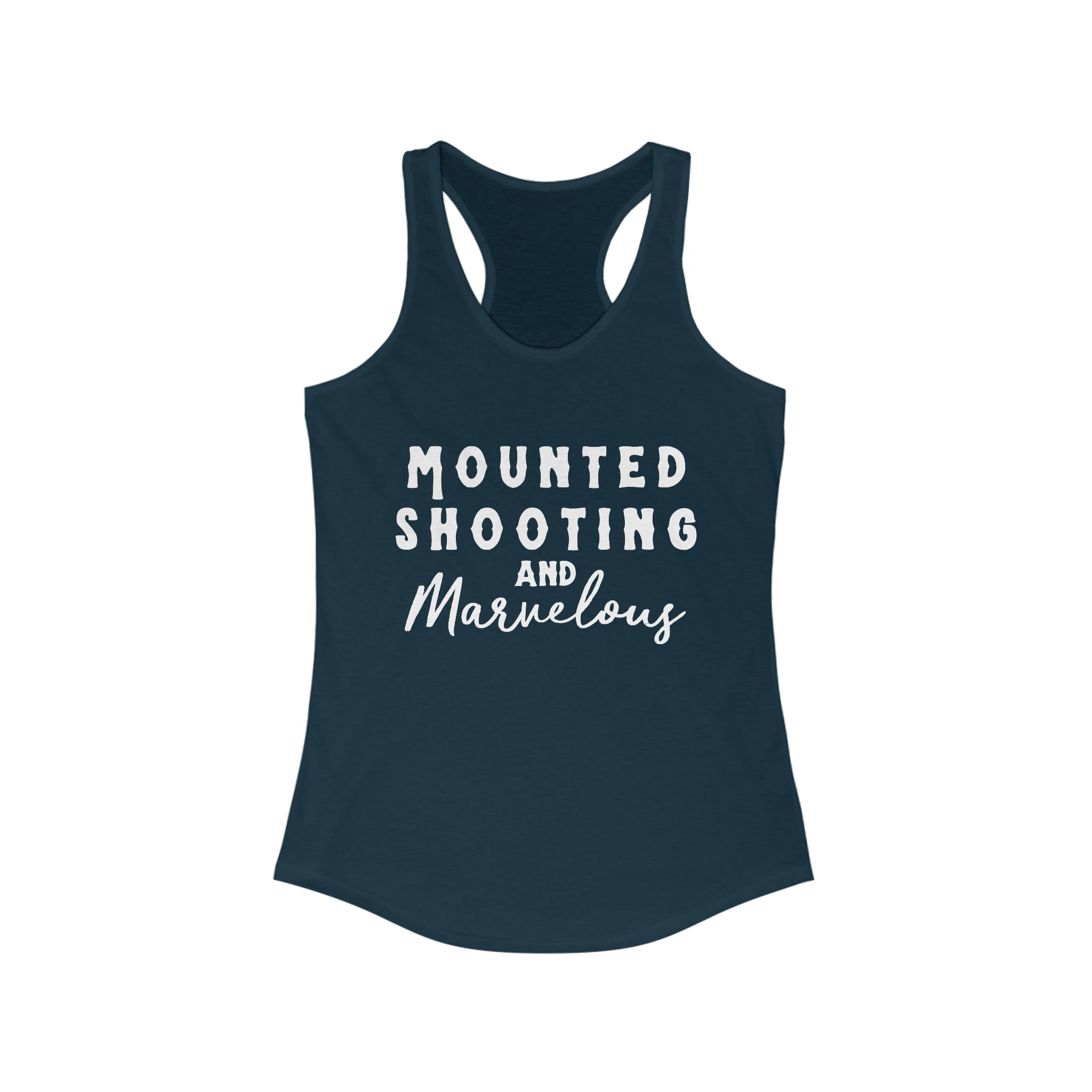 Mounted Shooting & Marvelous Racerback Tank Horse Riding Discipline Tee Printify XS Solid Midnight Navy