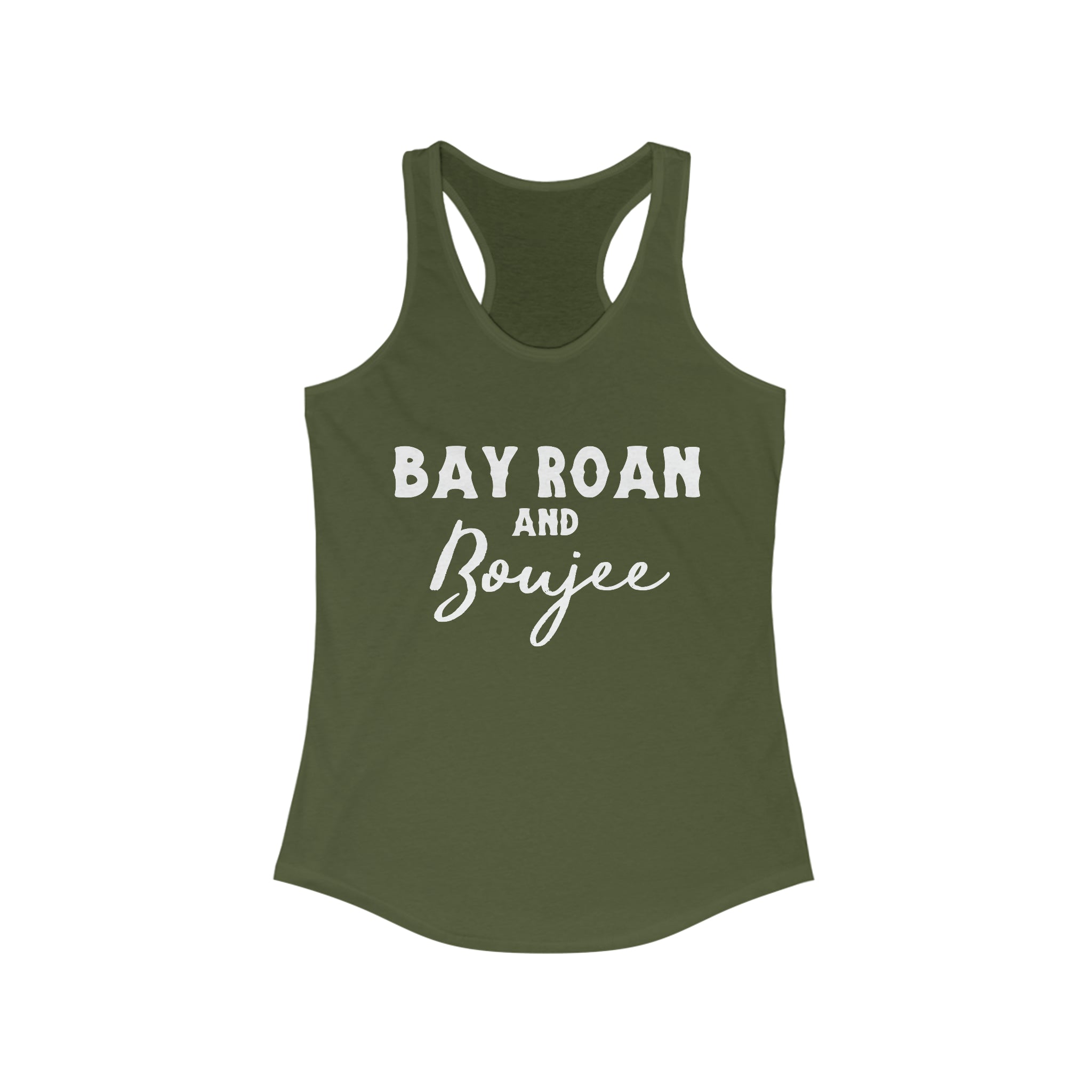 Bay Roan & Boujee Racerback Tank Horse Color Shirts Printify XS Solid Military Green
