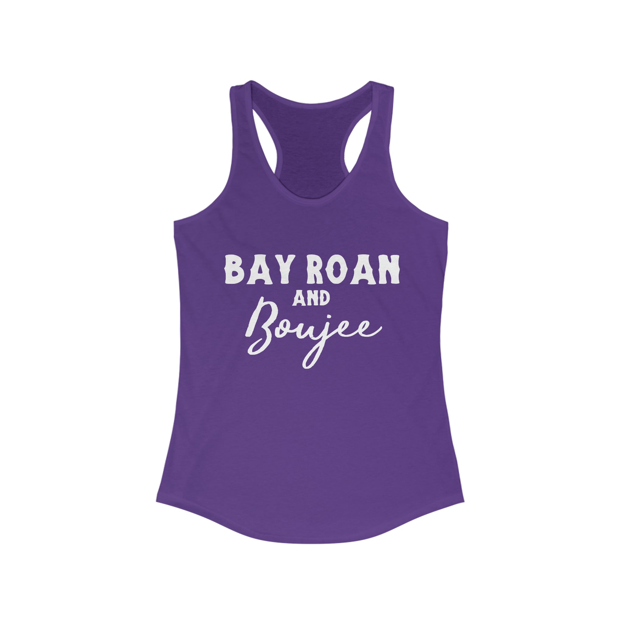 Bay Roan & Boujee Racerback Tank Horse Color Shirts Printify XS Solid Purple Rush