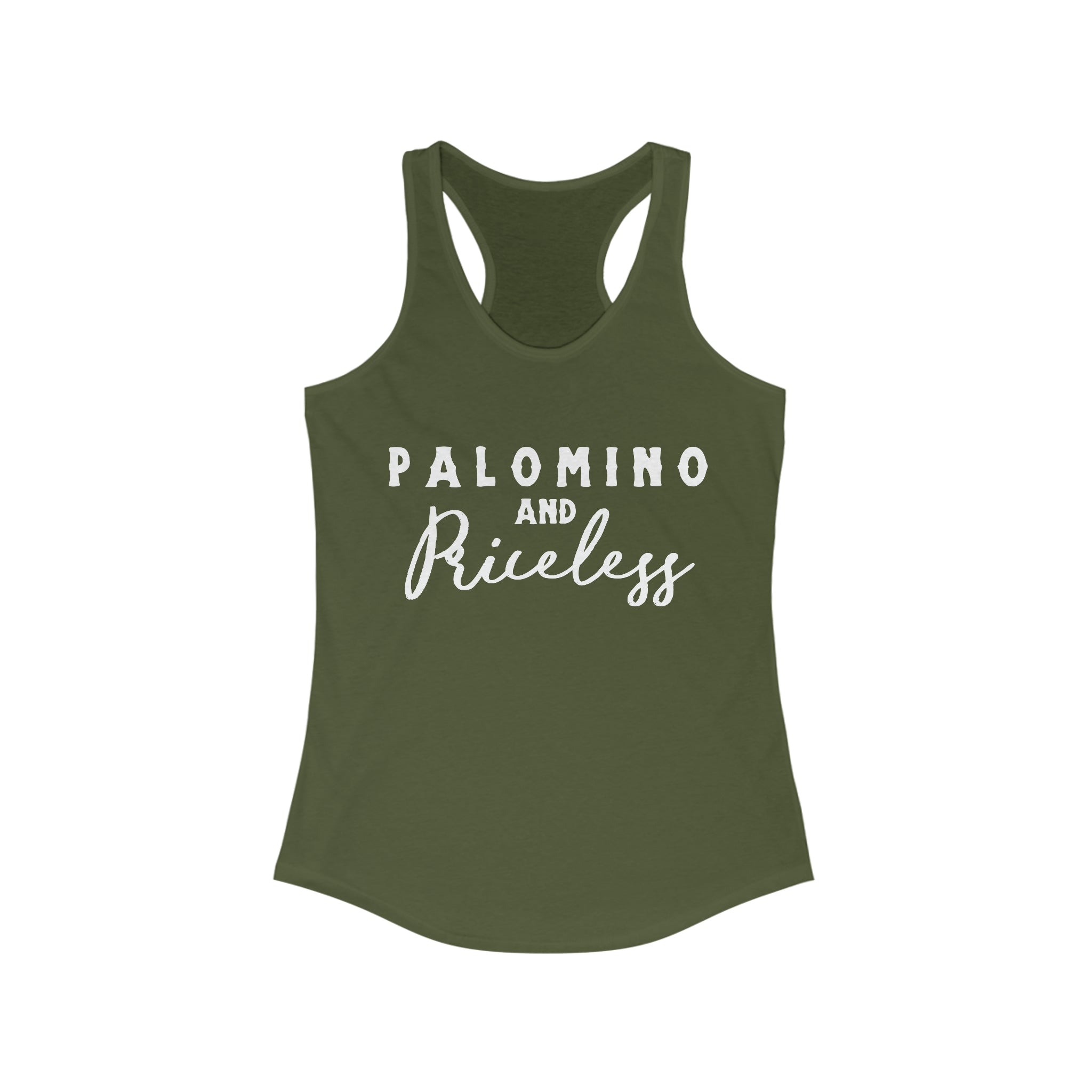 Palomino & Priceless Racerback Tank Horse Color Shirts Printify XS Solid Military Green