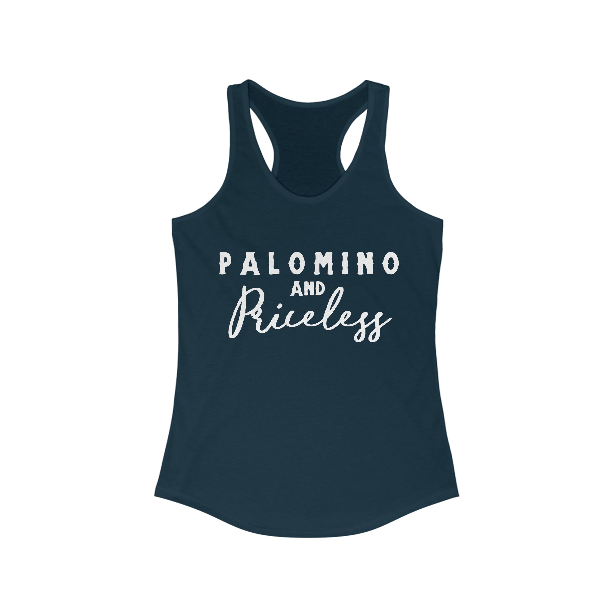 Palomino & Priceless Racerback Tank Horse Color Shirts Printify XS Solid Midnight Navy
