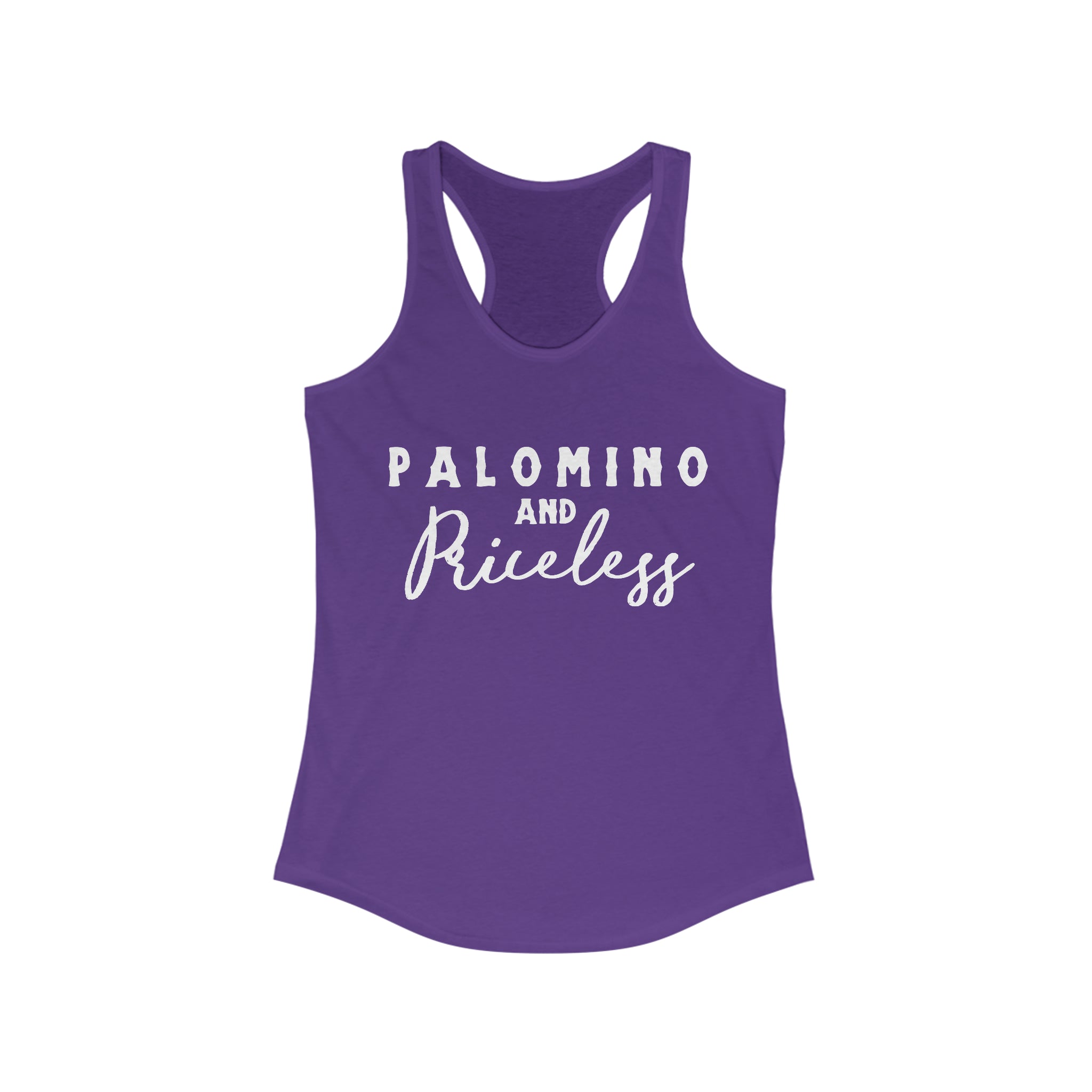 Palomino & Priceless Racerback Tank Horse Color Shirts Printify XS Solid Purple Rush