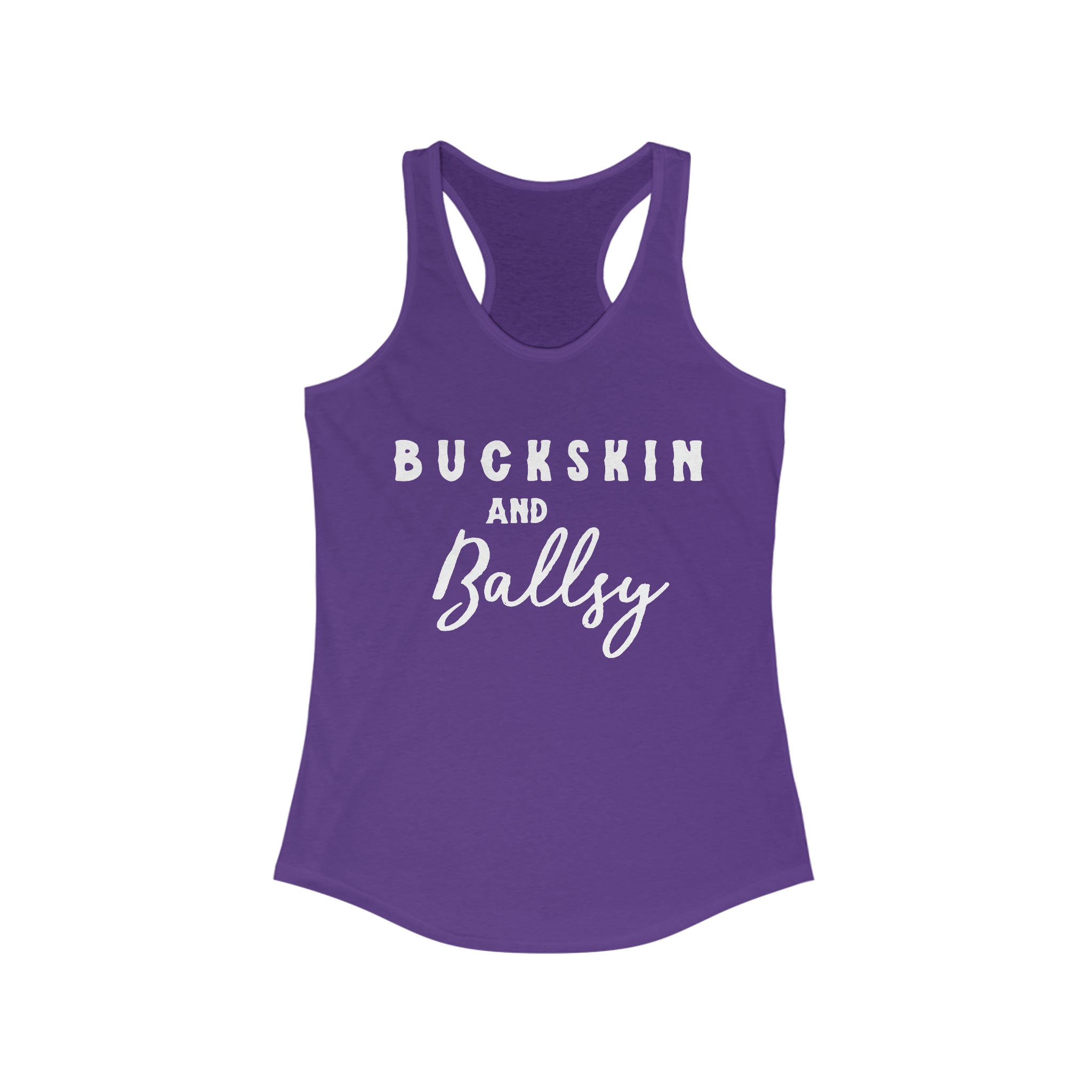 Buckskin & Ballsy Racerback Tank Horse Color Shirts Printify XS Solid Purple Rush