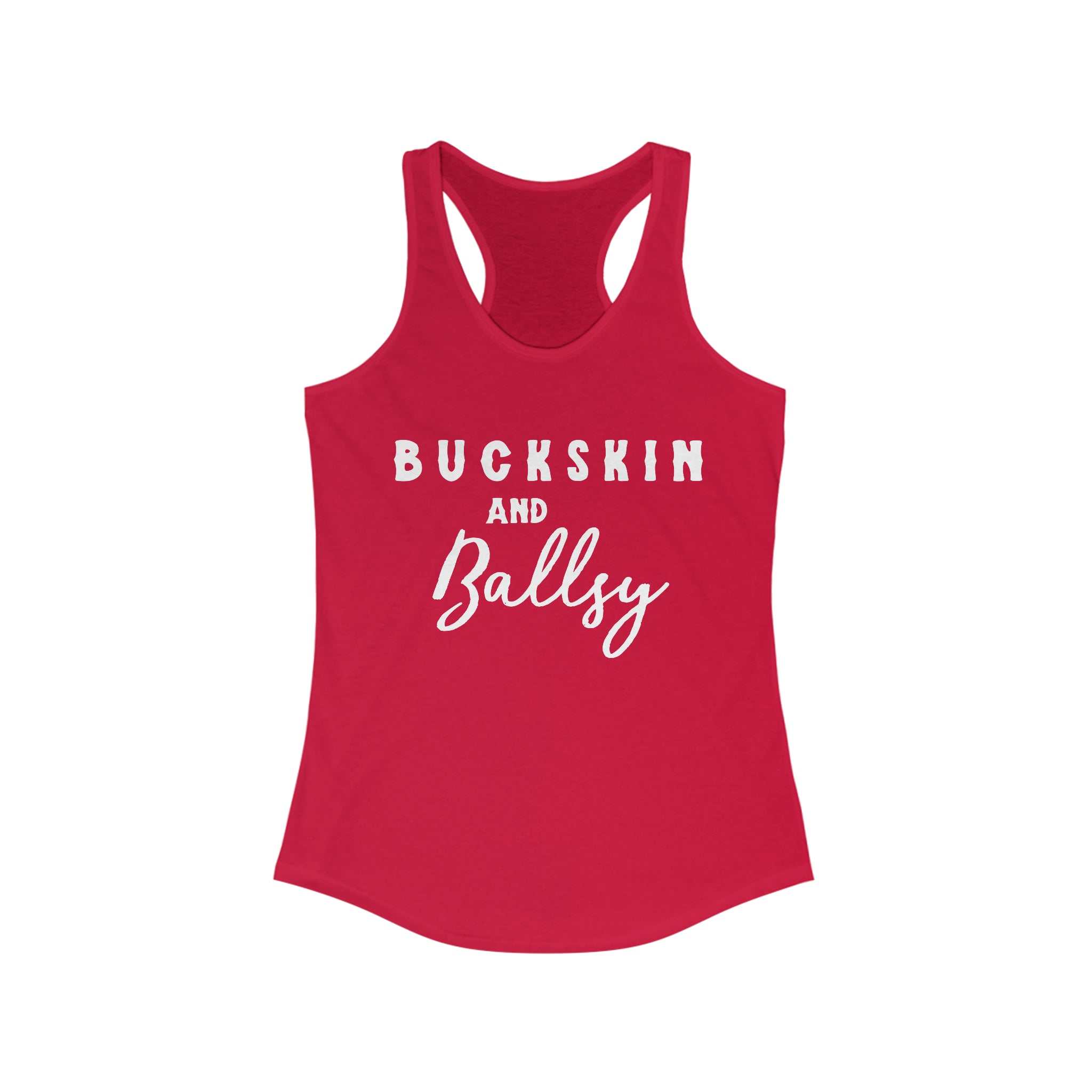 Buckskin & Ballsy Racerback Tank Horse Color Shirts Printify XS Solid Red