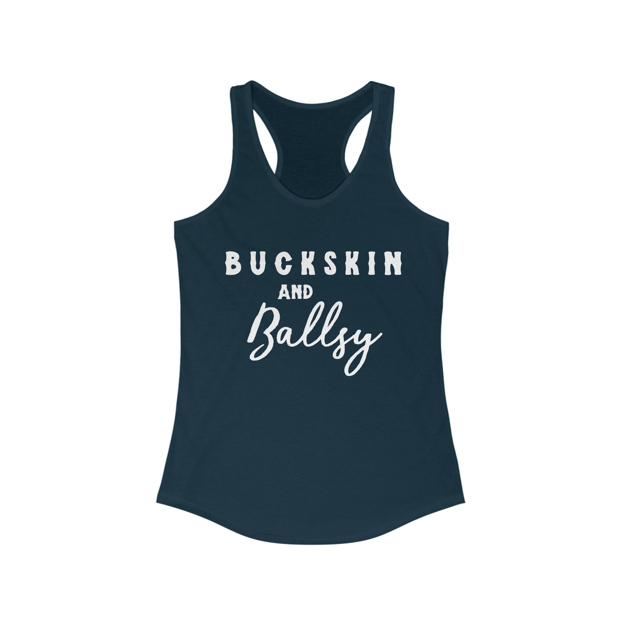 Buckskin & Ballsy Racerback Tank Horse Color Shirts Printify XS Solid Midnight Navy