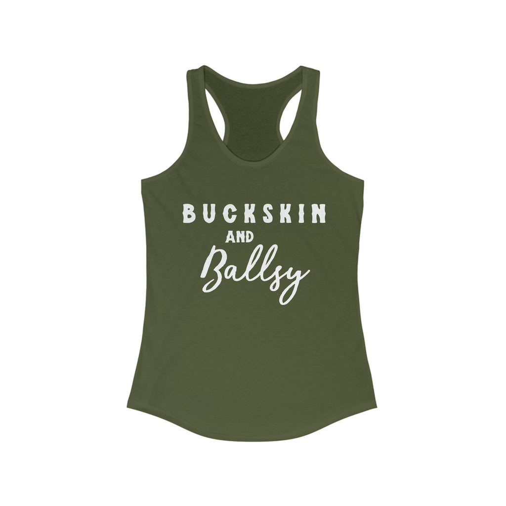 Buckskin & Ballsy Racerback Tank Horse Color Shirts Printify XS Solid Military Green 