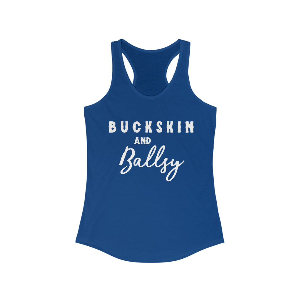 Buckskin & Ballsy Racerback Tank Horse Color Shirts Printify XS Solid Royal 