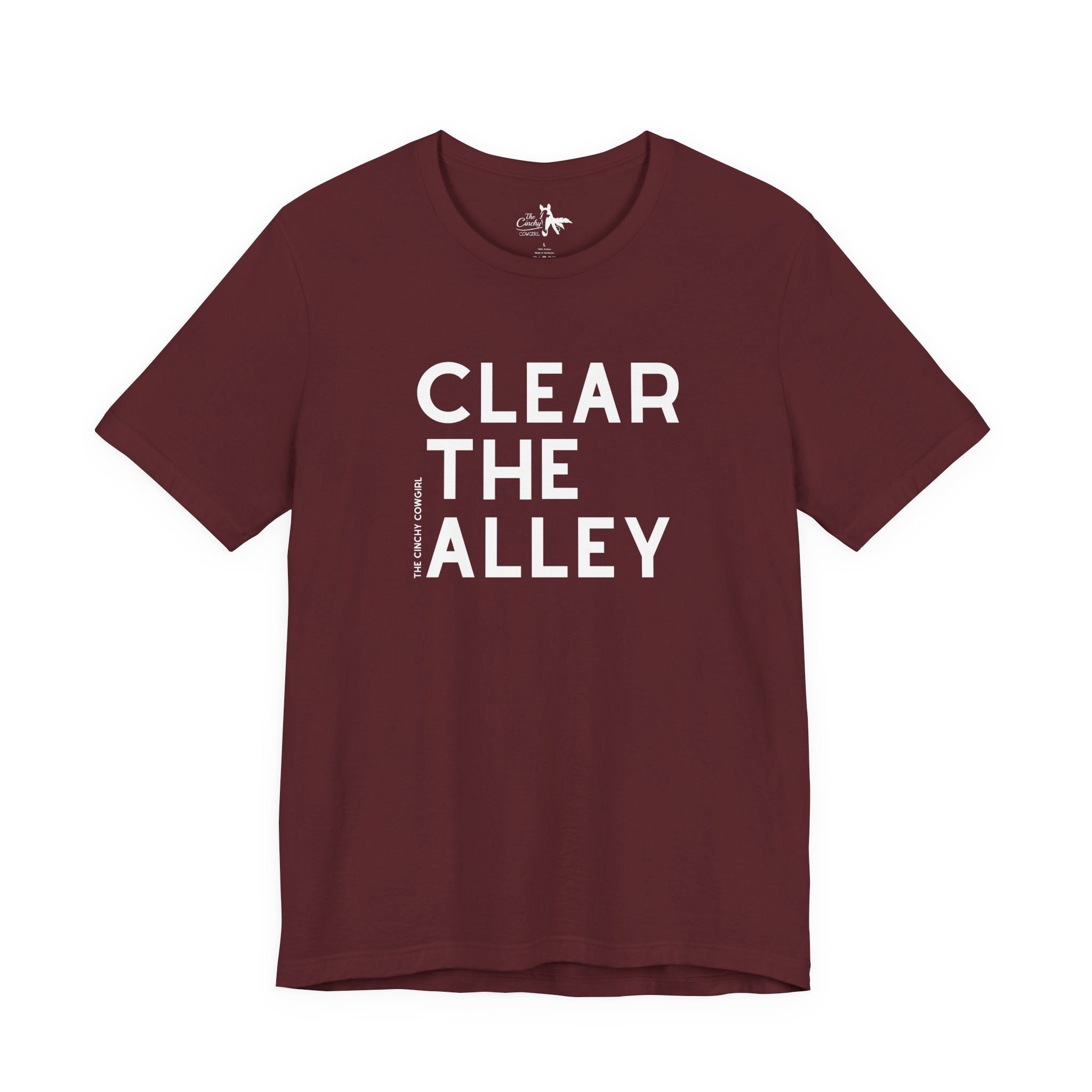 Clear The Alley Short Sleeve Tee Graphic Tee The Cinchy Cowgirl - Print Maroon XS
