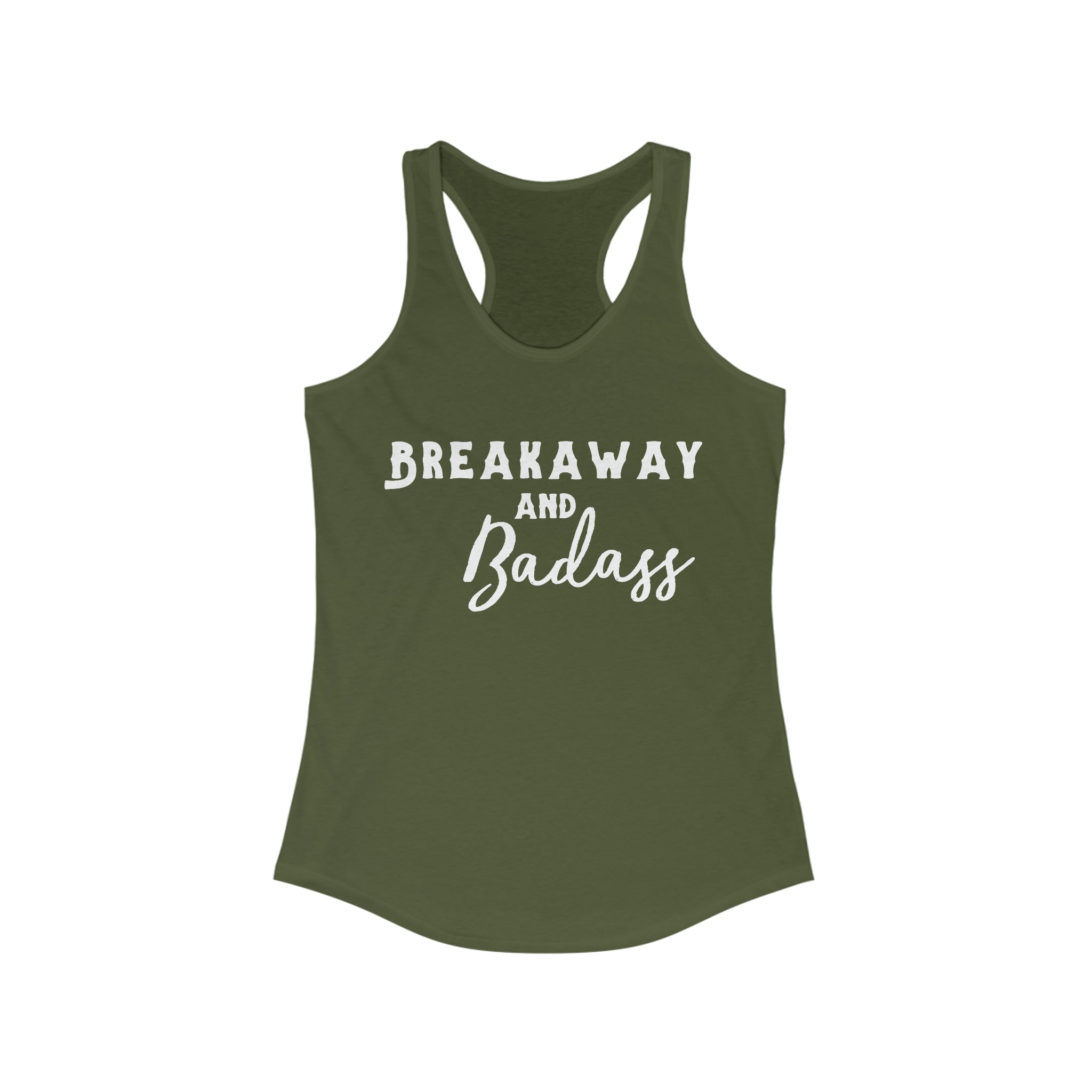 Breakaway & Badass Racerback Tank Horse Riding Discipline Tee Printify XS Solid Military Green