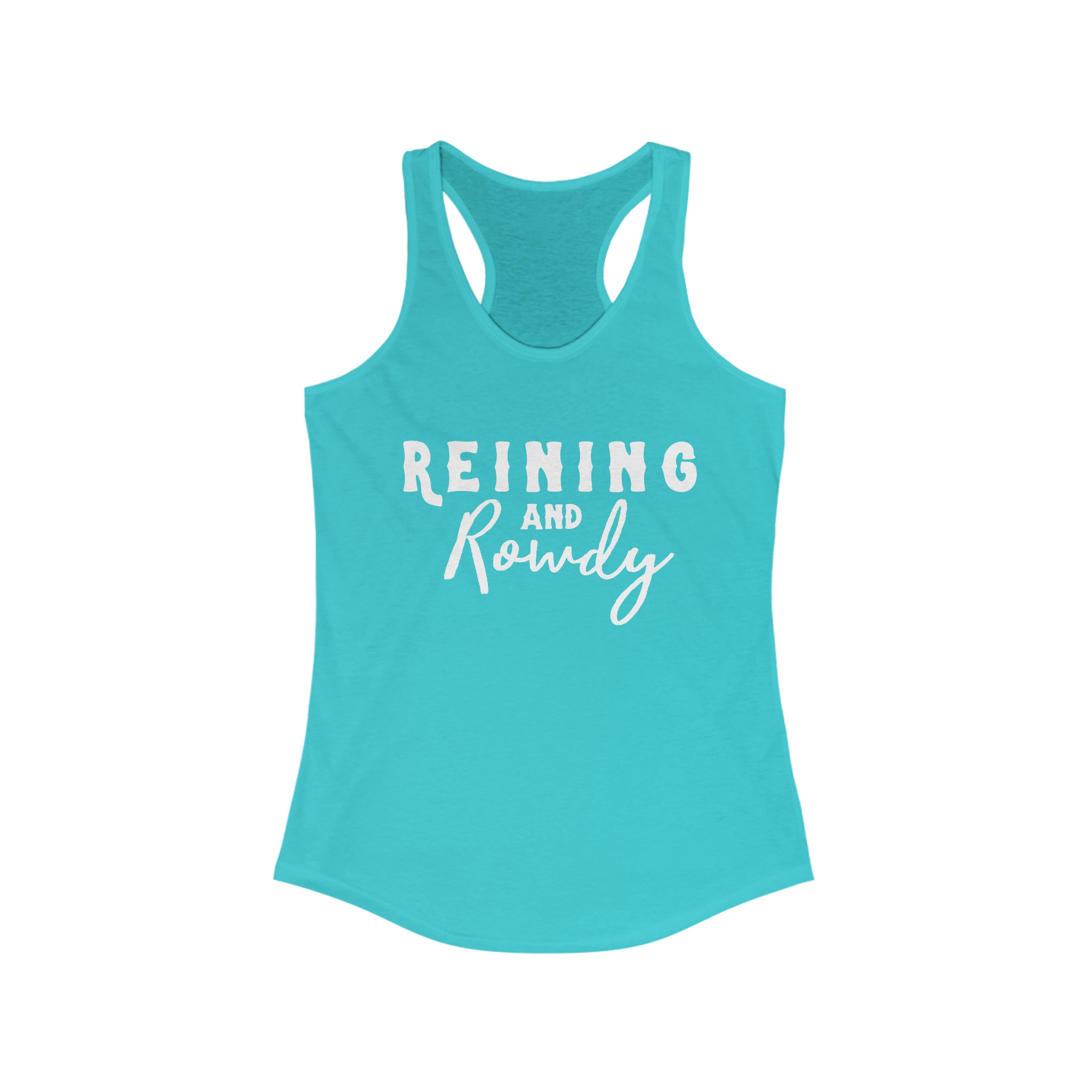 Reining & Rowdy Racerback Tank Horse Riding Discipline Tee Printify XS Solid Tahiti Blue