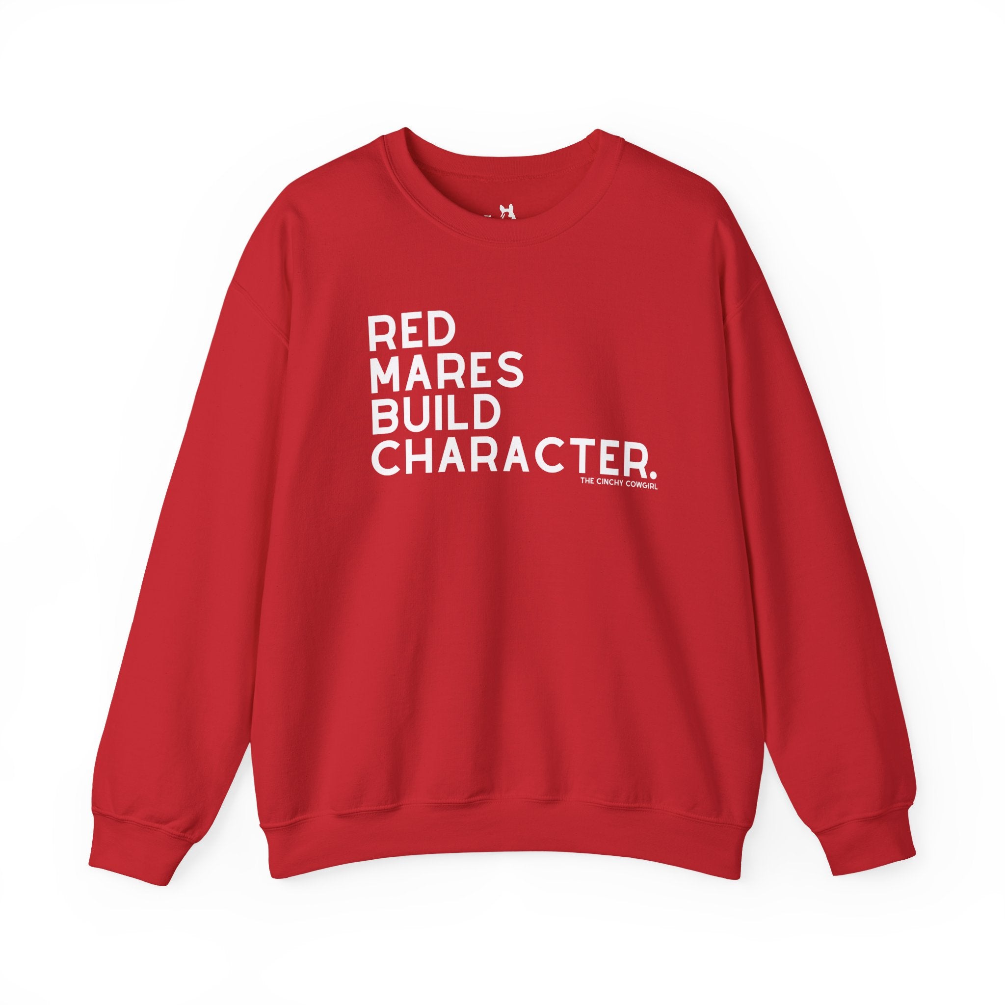 Red Mares Build Character Pullover Sweatshirt The Cinchy Cowgirl - Print S Red