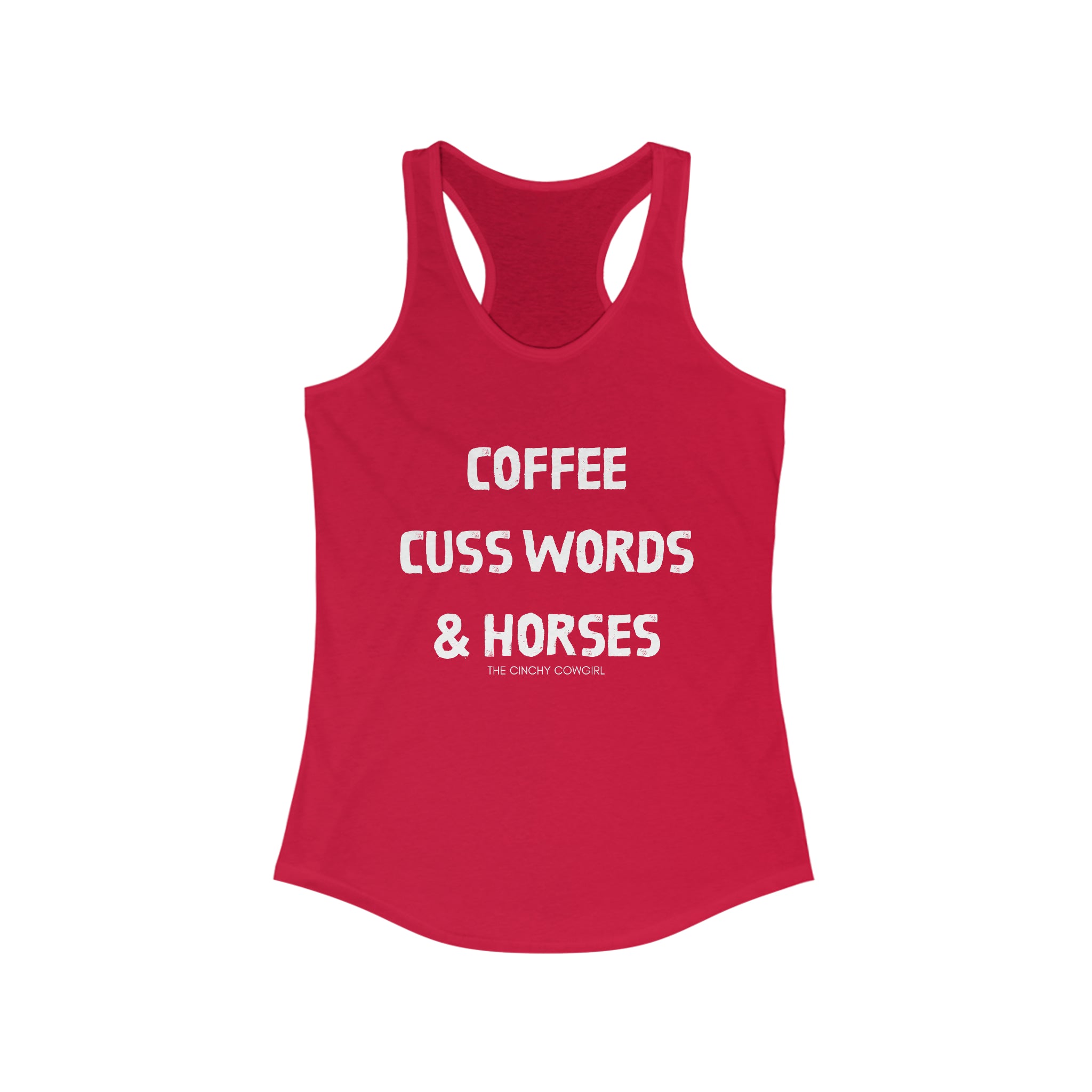 Coffee, Cuss Words, & Horses Racerback Tank tcc graphic tee Printify XS Solid Red