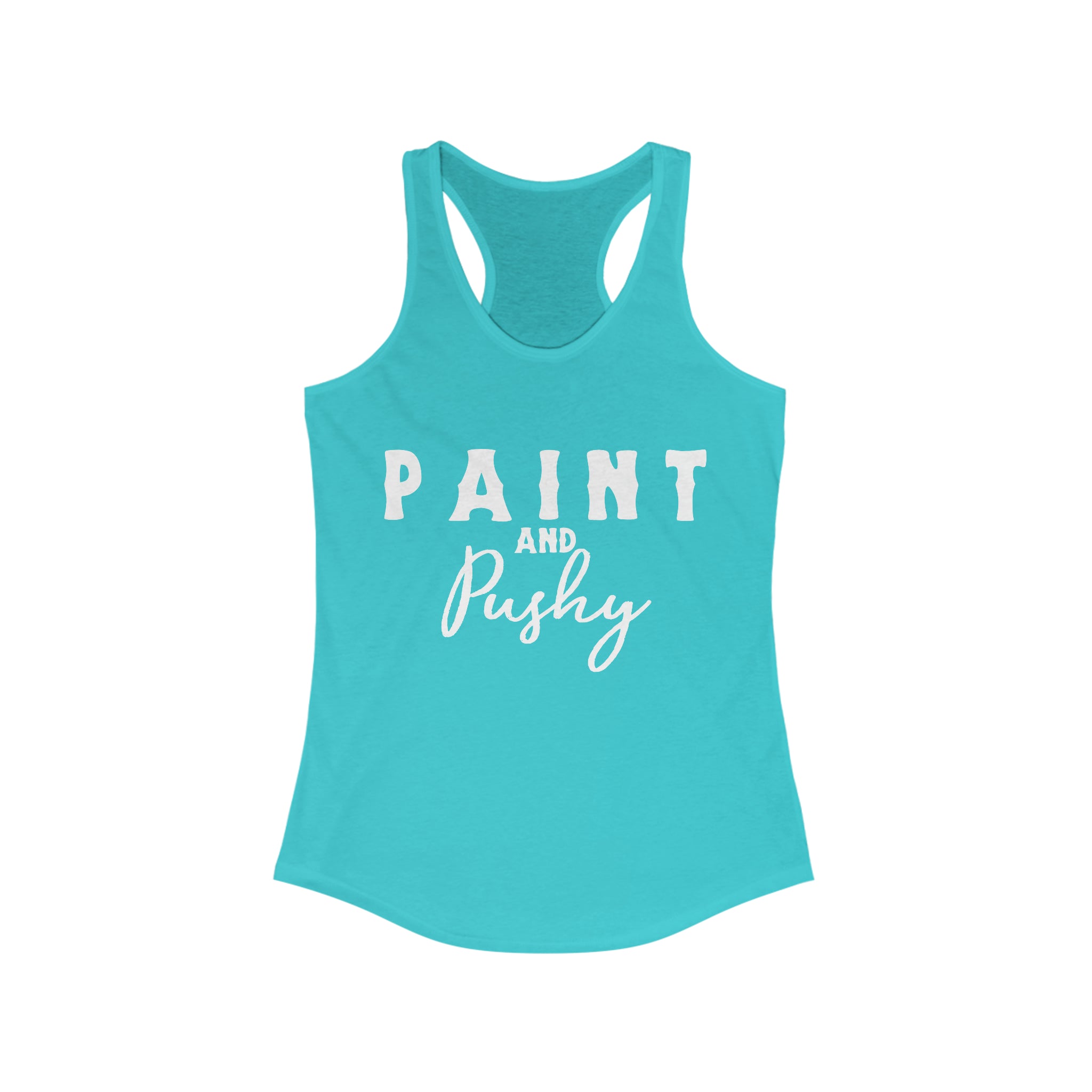 Paint & Pushy Racerback Tank Horse Color Shirts Printify XS Solid Tahiti Blue