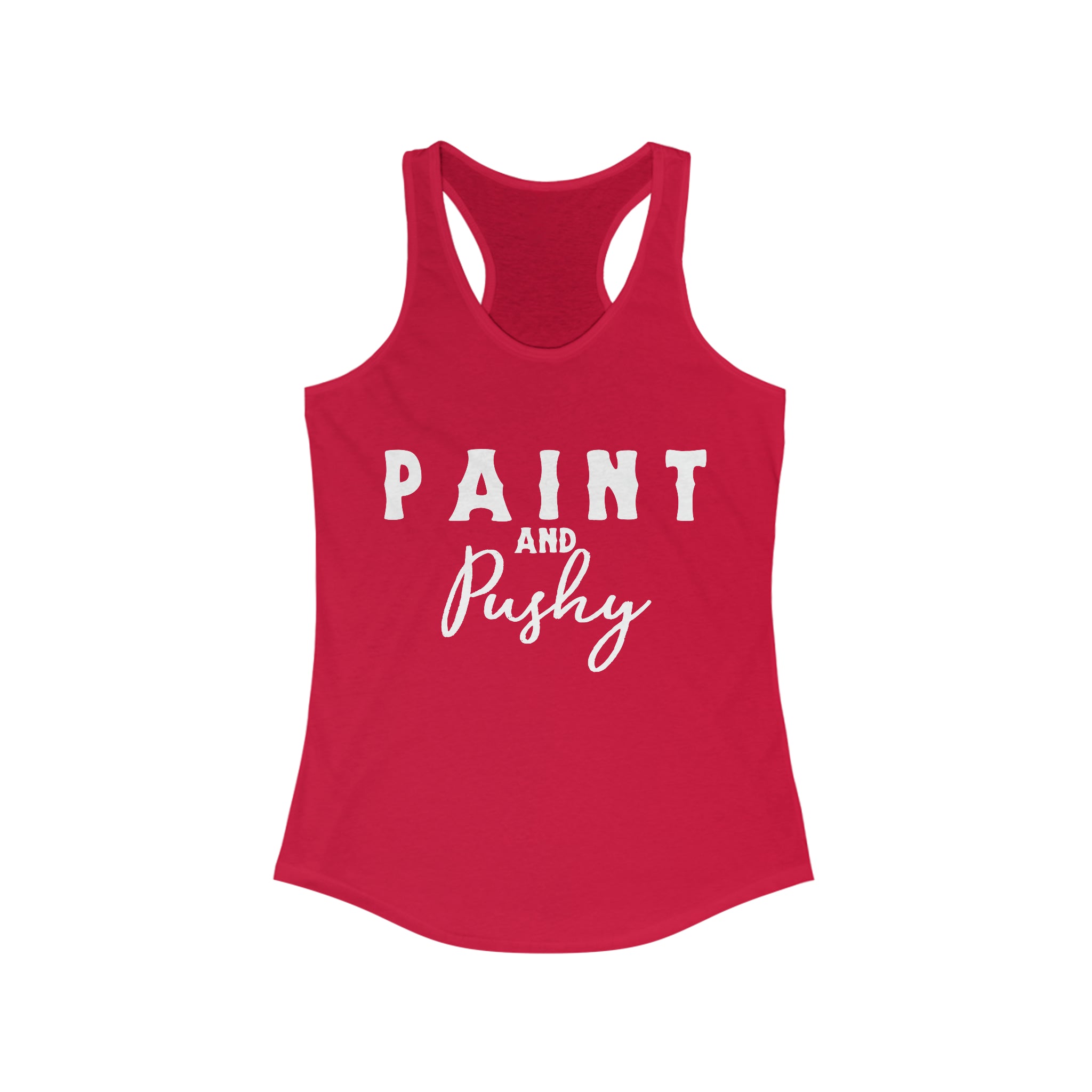 Paint & Pushy Racerback Tank Horse Color Shirts Printify XS Solid Red
