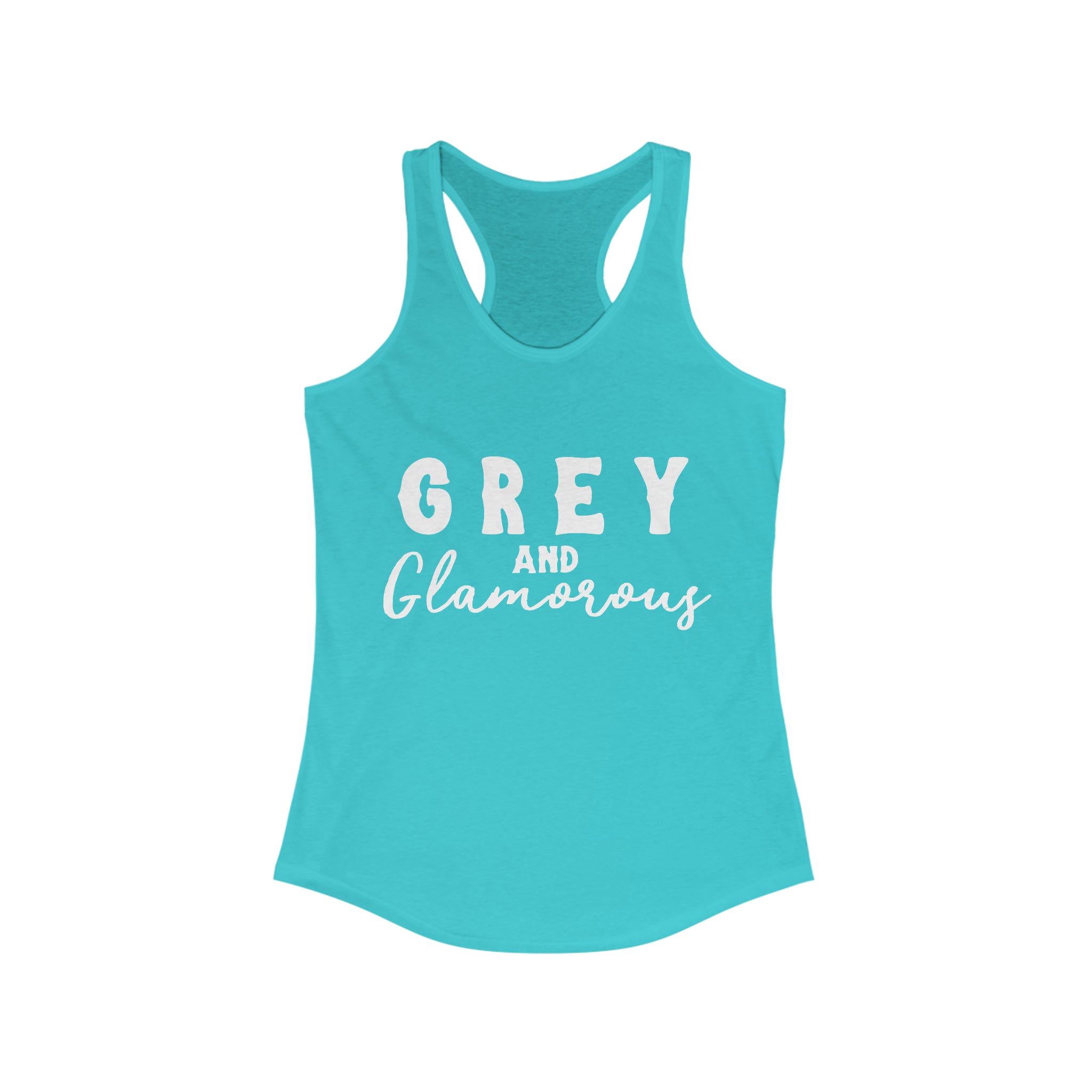 Grey & Glamorous Racerback Tank Horse Color Shirts Printify XS Solid Tahiti Blue