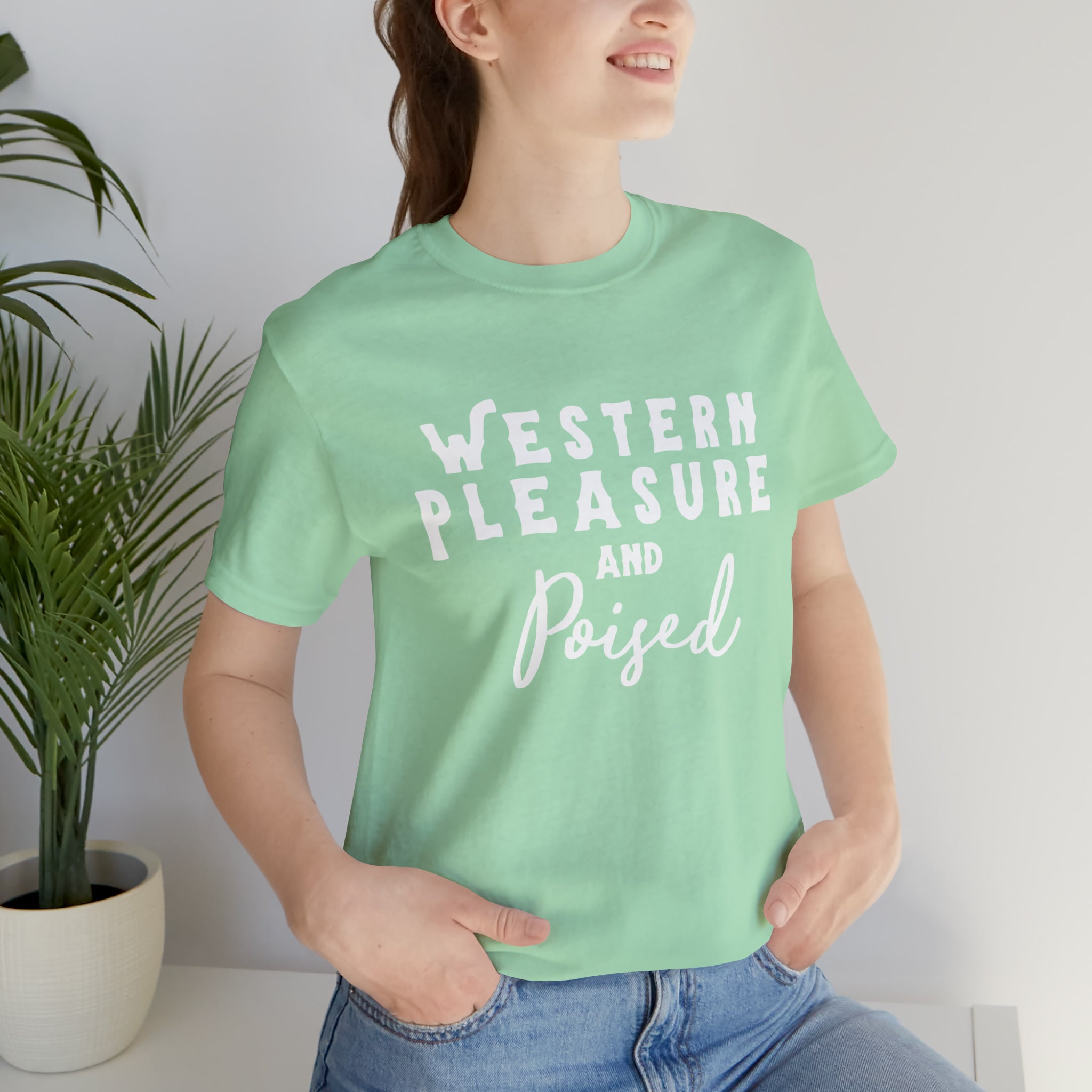 Western Pleasure & Poised Short Sleeve Tee Horse Riding Discipline Tee Printify Mint XS
