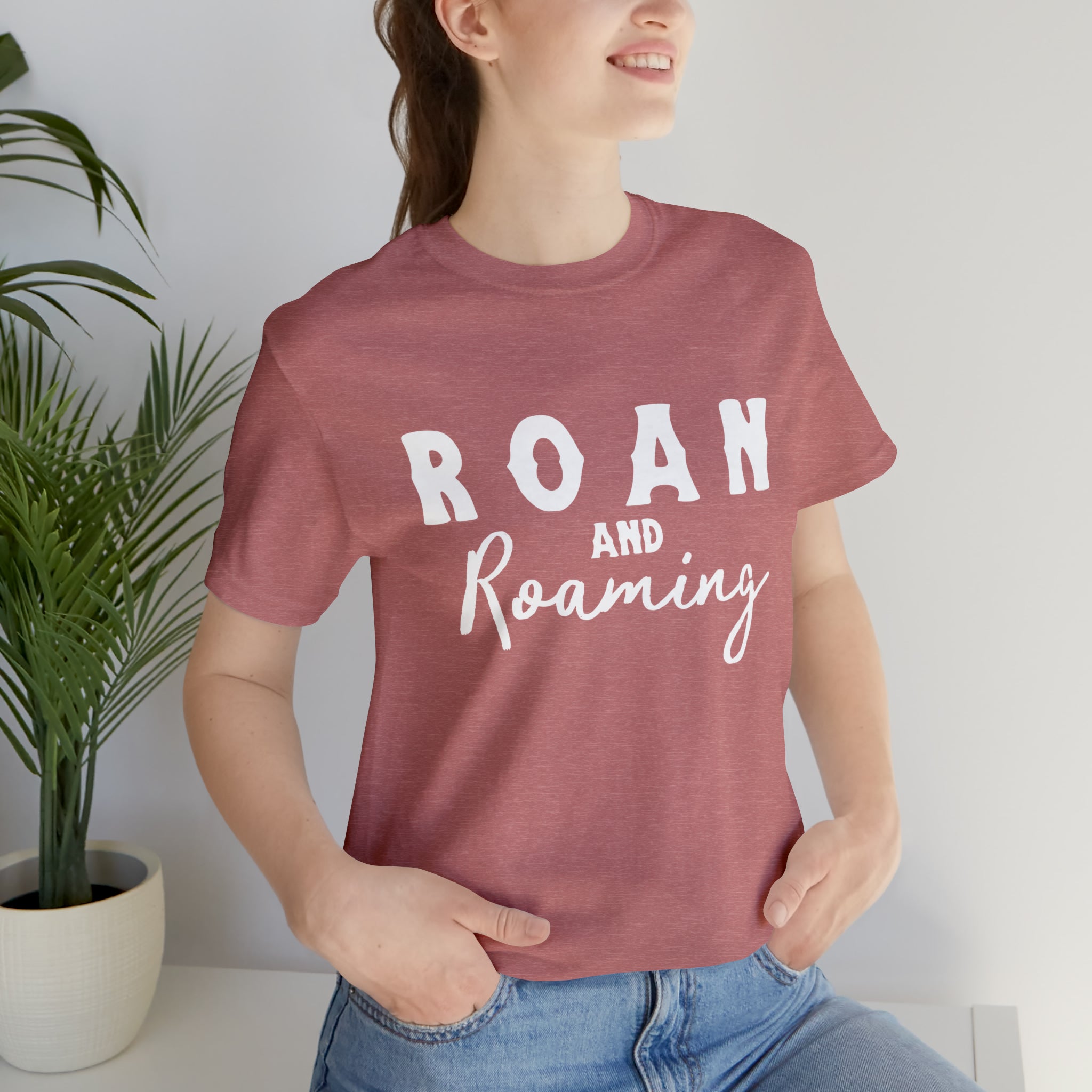 Roan & Roaming Short Sleeve Tee Horse Color Shirt Printify Heather Mauve XS