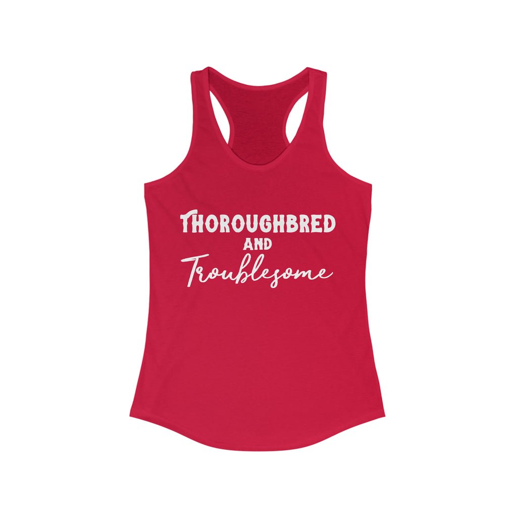 Thoroughbred & Troublesome Racerback Tank Horse Color Shirts Printify XS Solid Red 