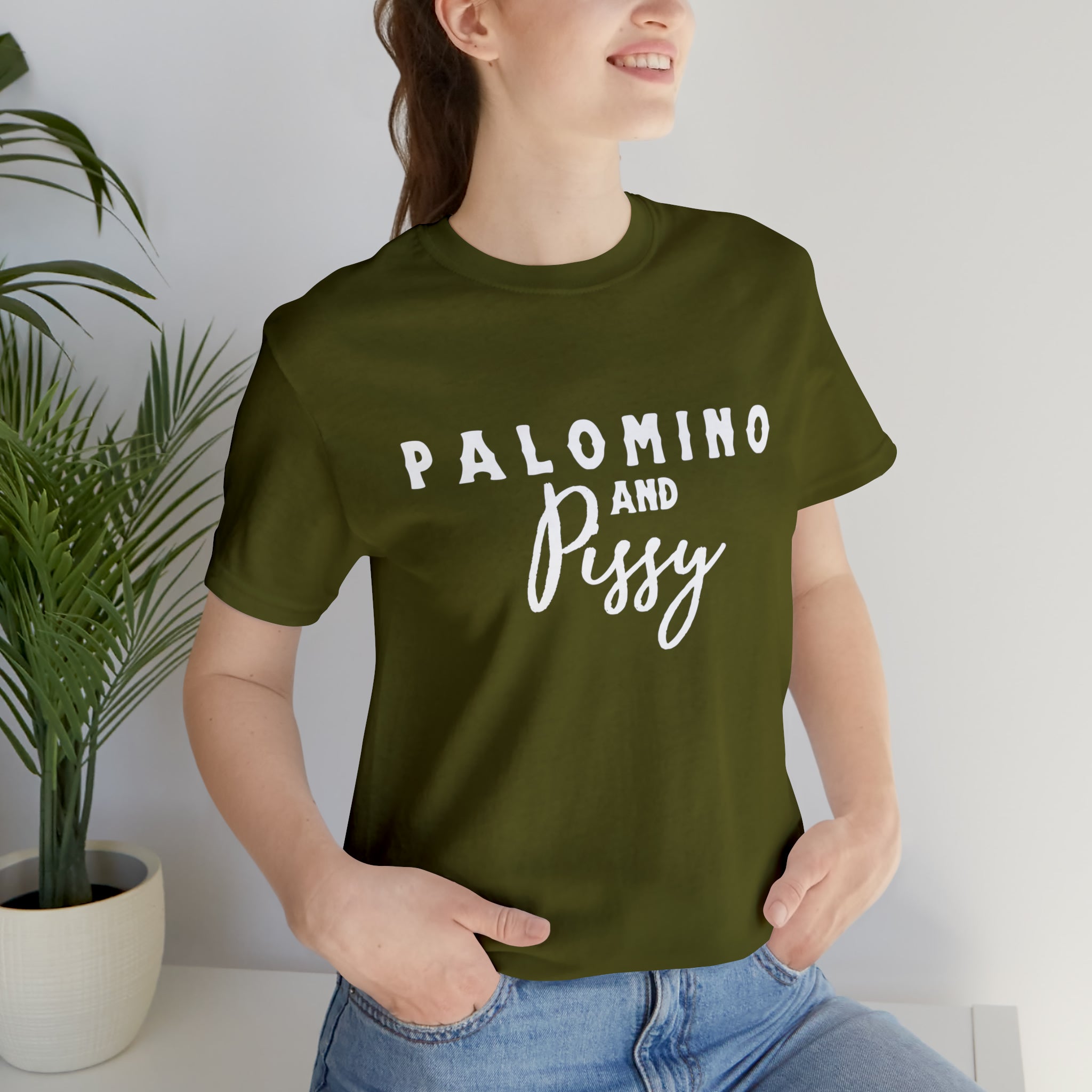 Palomino & Pissy Short Sleeve Tee Horse Color Shirt Printify Olive XS