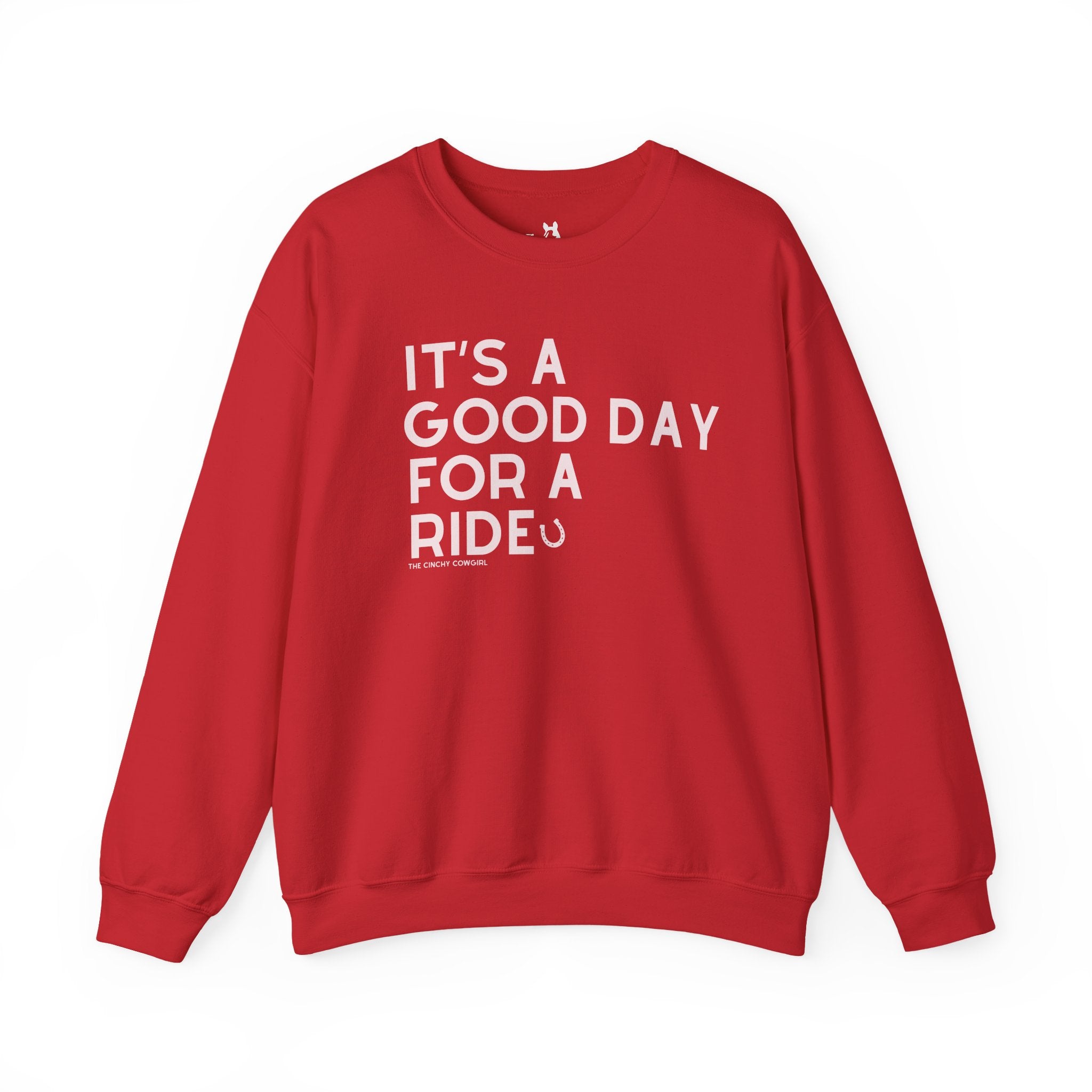 It's A Good Day For A Ride Fleece Pullover Sweatshirt The Cinchy Cowgirl - Print S Red