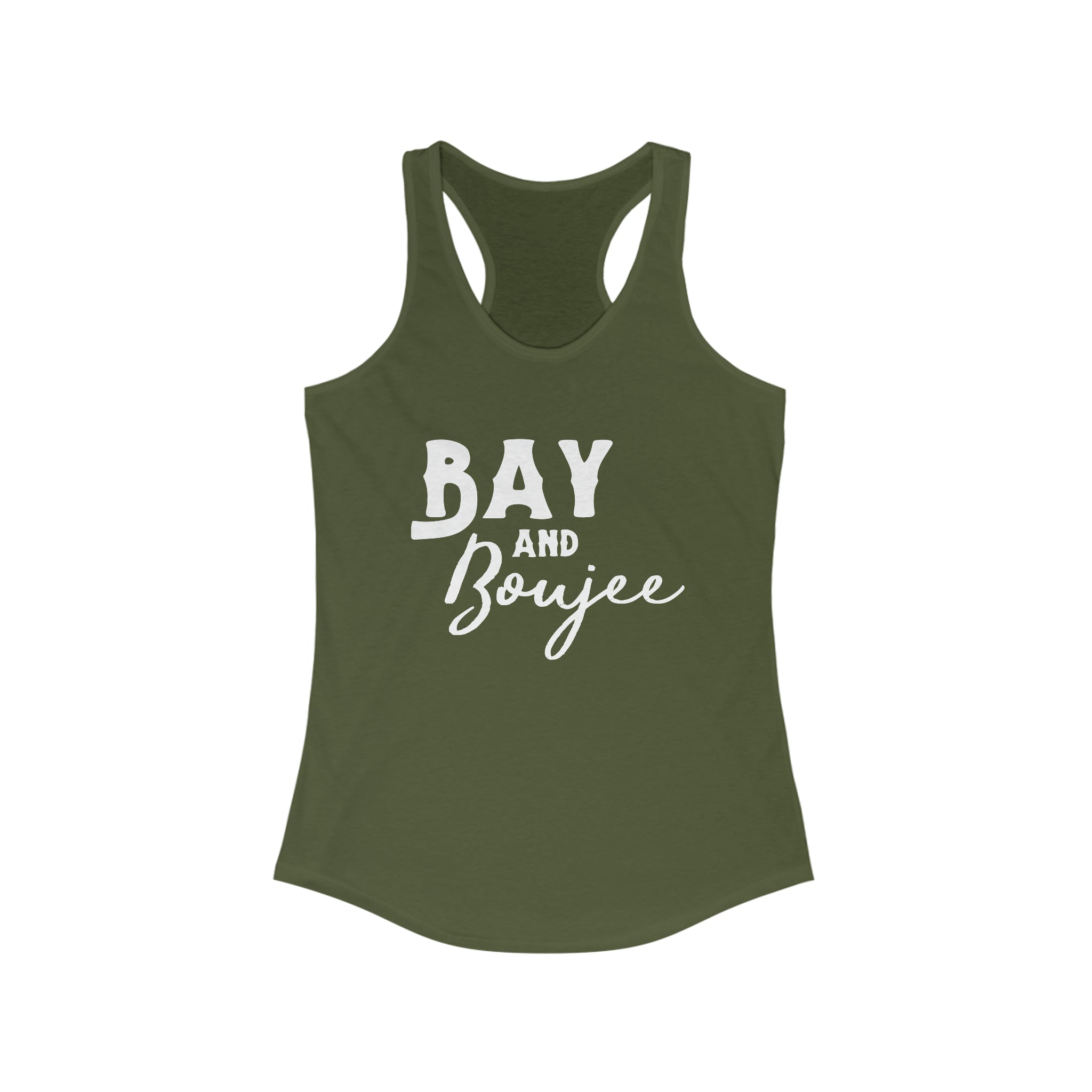 Bay & Boujee Racerback Tank Horse Color Shirts Printify XS Solid Military Green