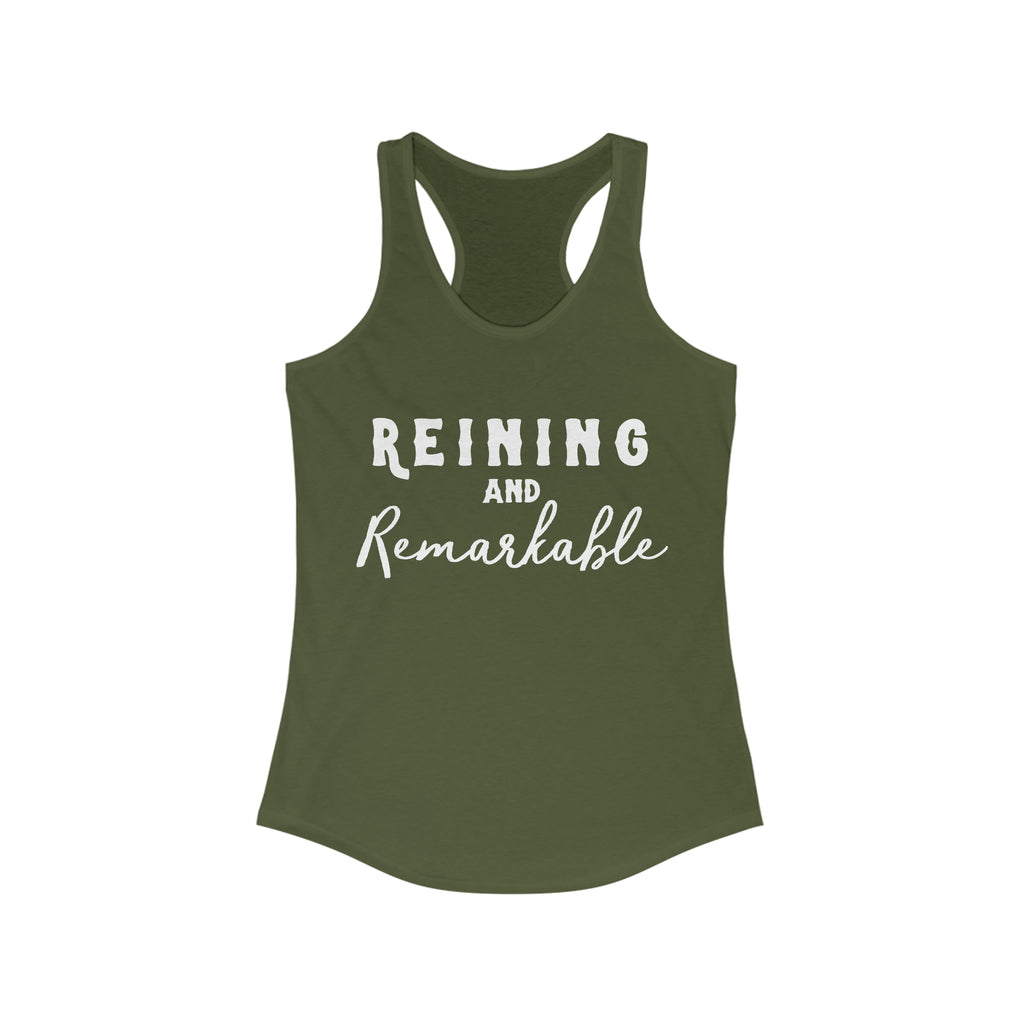 Reining & Remarkable Racerback Tank Horse Riding Discipline Tee Printify XS Solid Military Green 