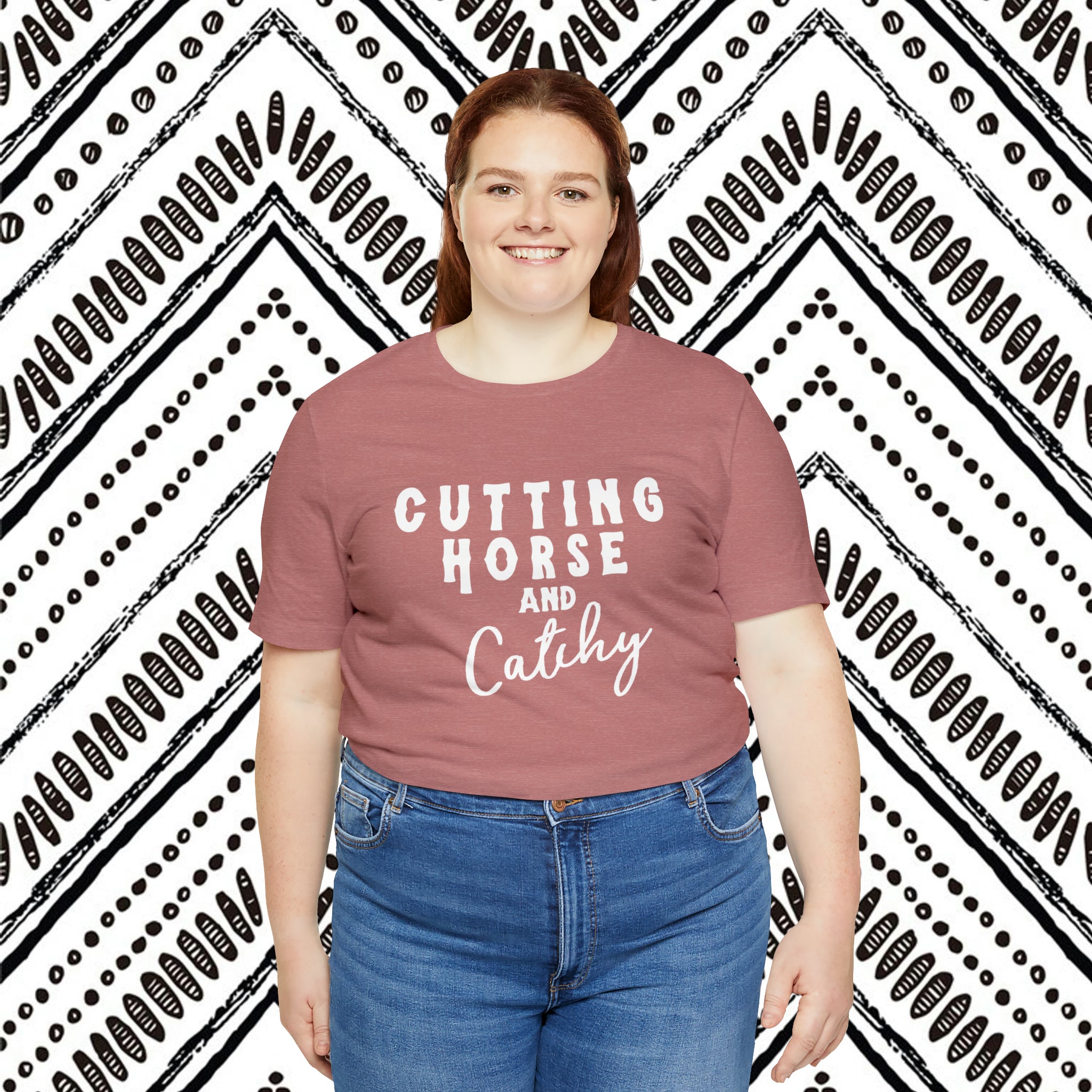 Cutting Horse & Catchy Short Sleeve Tee Horse Riding Discipline Tee Printify
