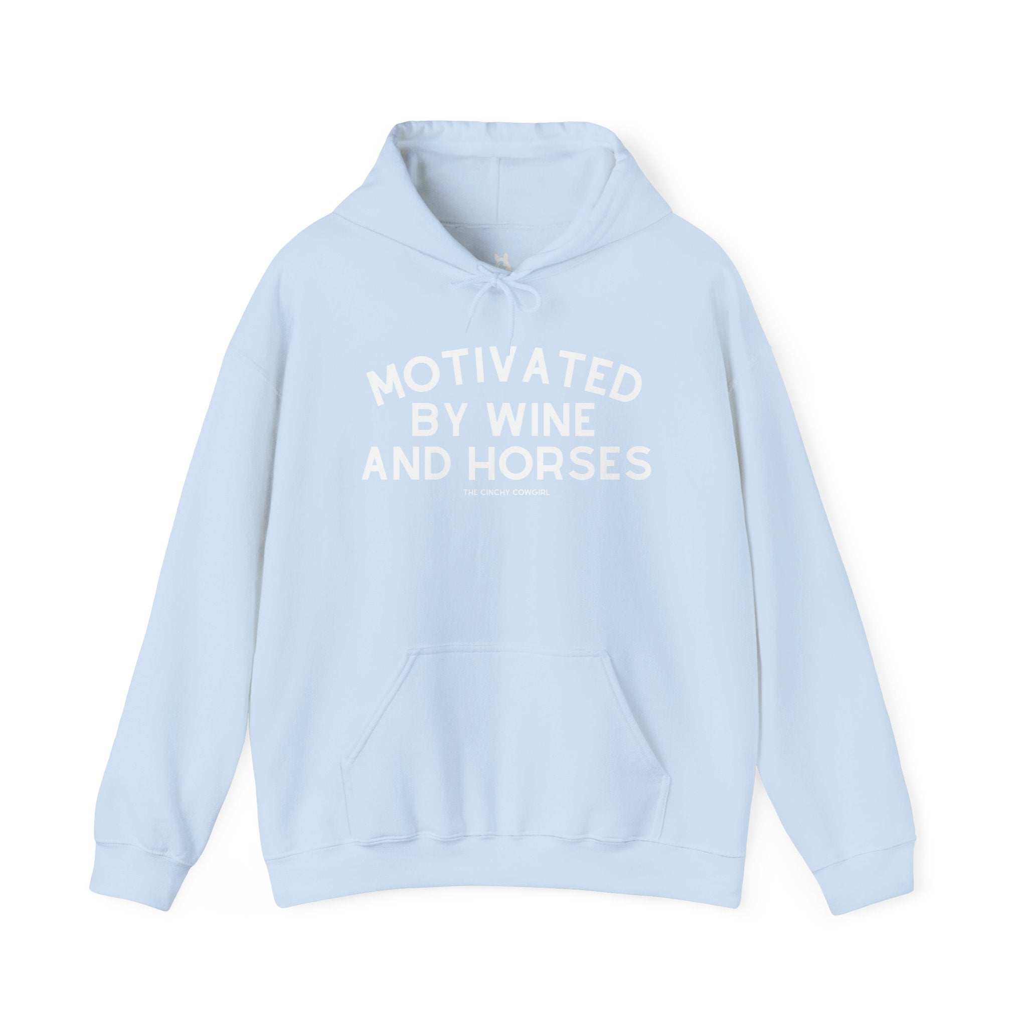 Motivated By Wine & Horses Hoodie Hoodie The Cinchy Cowgirl - Print Light Blue S