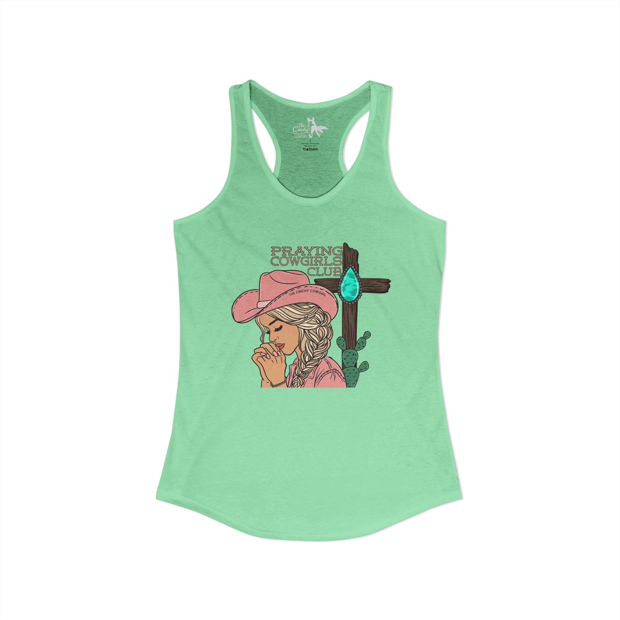 Praying Cowgirls Club Tank Top Tank Top The Cinchy Cowgirl - Print XS Solid Mint