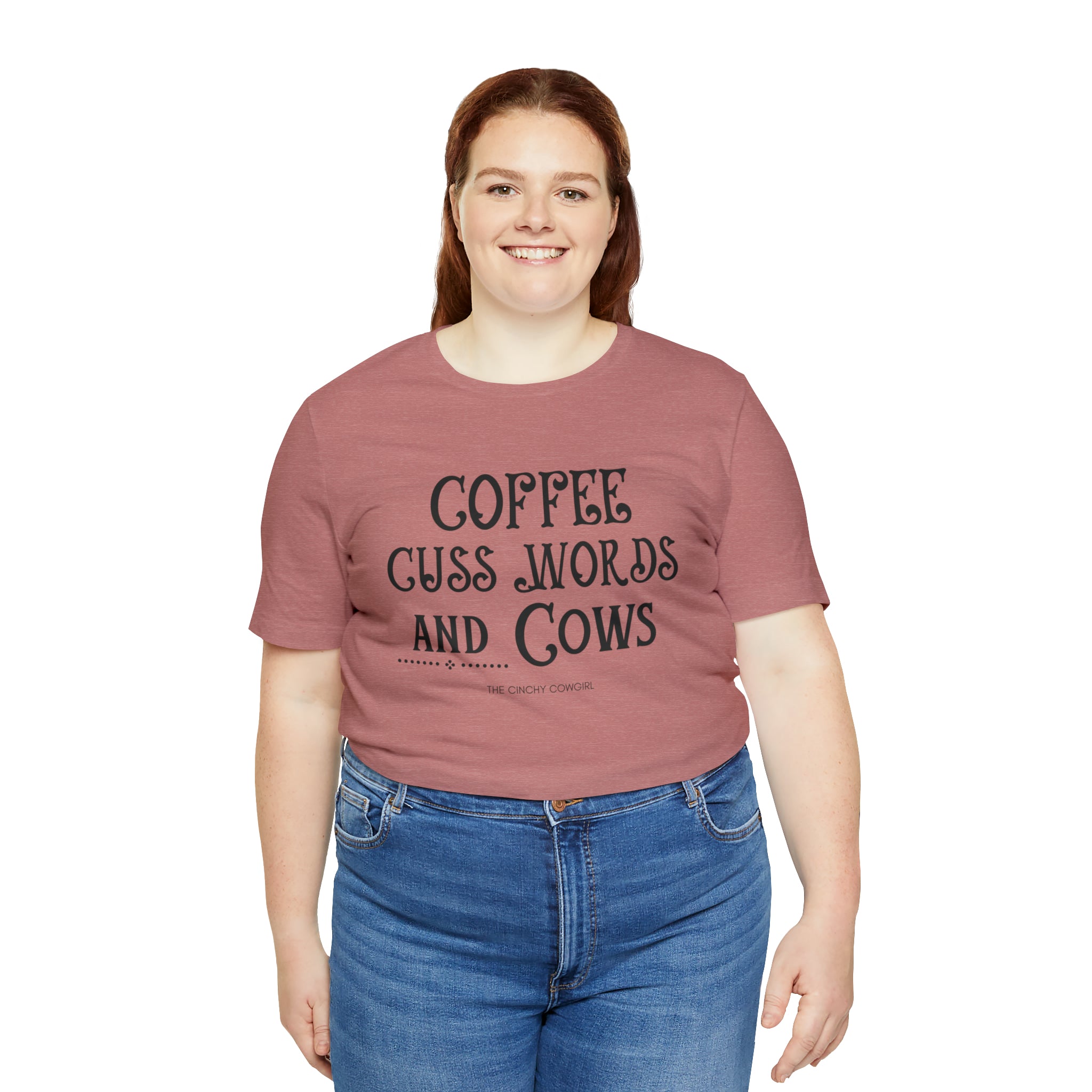 Coffee Cuss Words & Cows Short Sleeve Graphic Tee T-Shirt Printify