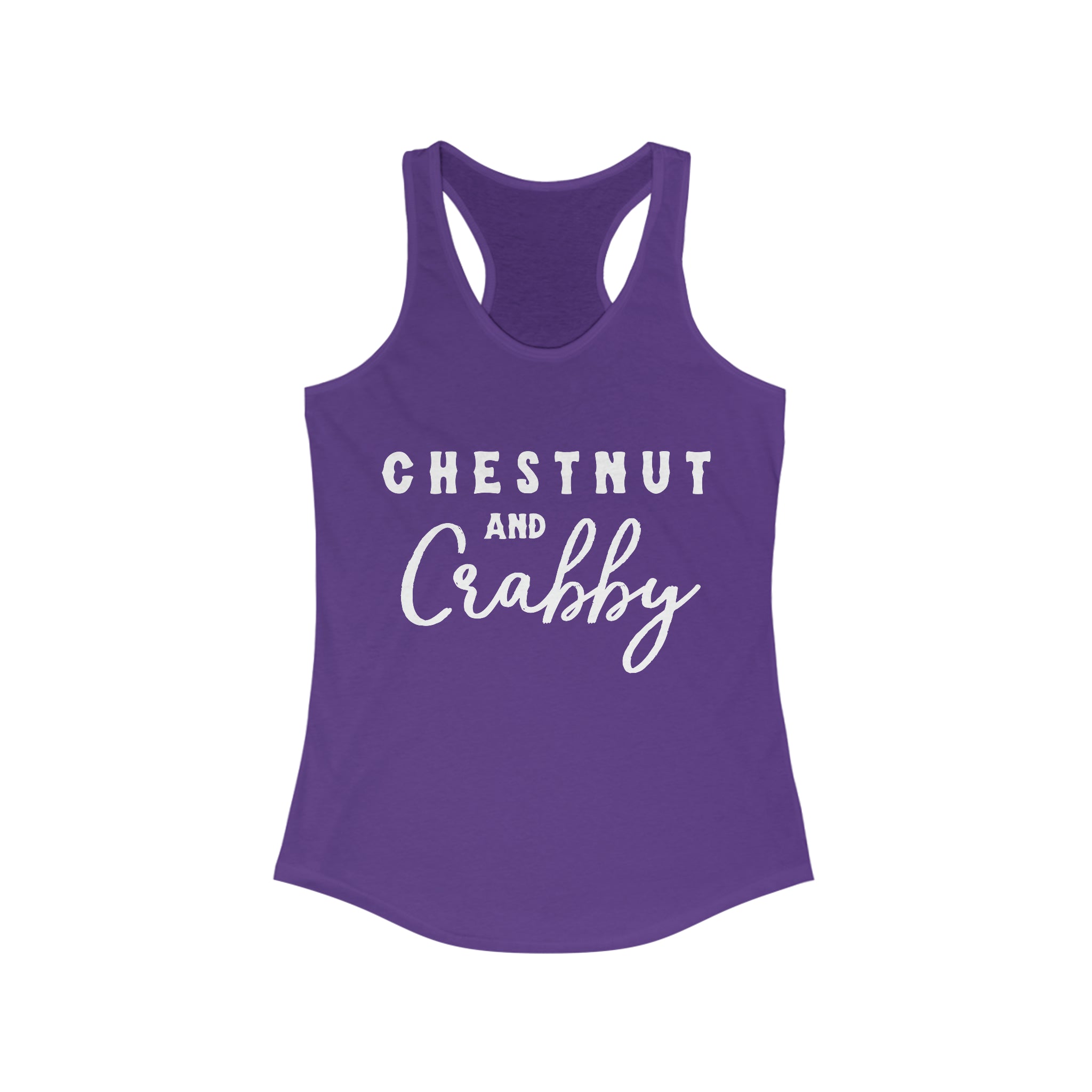 Chestnut & Crabby Racerback Tank Horse Color Shirts Printify XS Solid Purple Rush