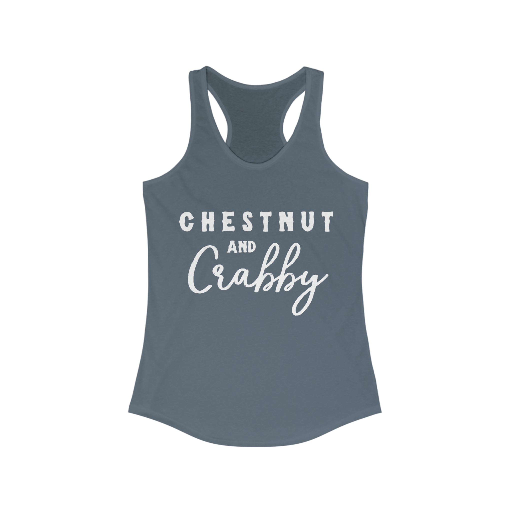 Chestnut & Crabby Racerback Tank Horse Color Shirts Printify XS Solid Indigo