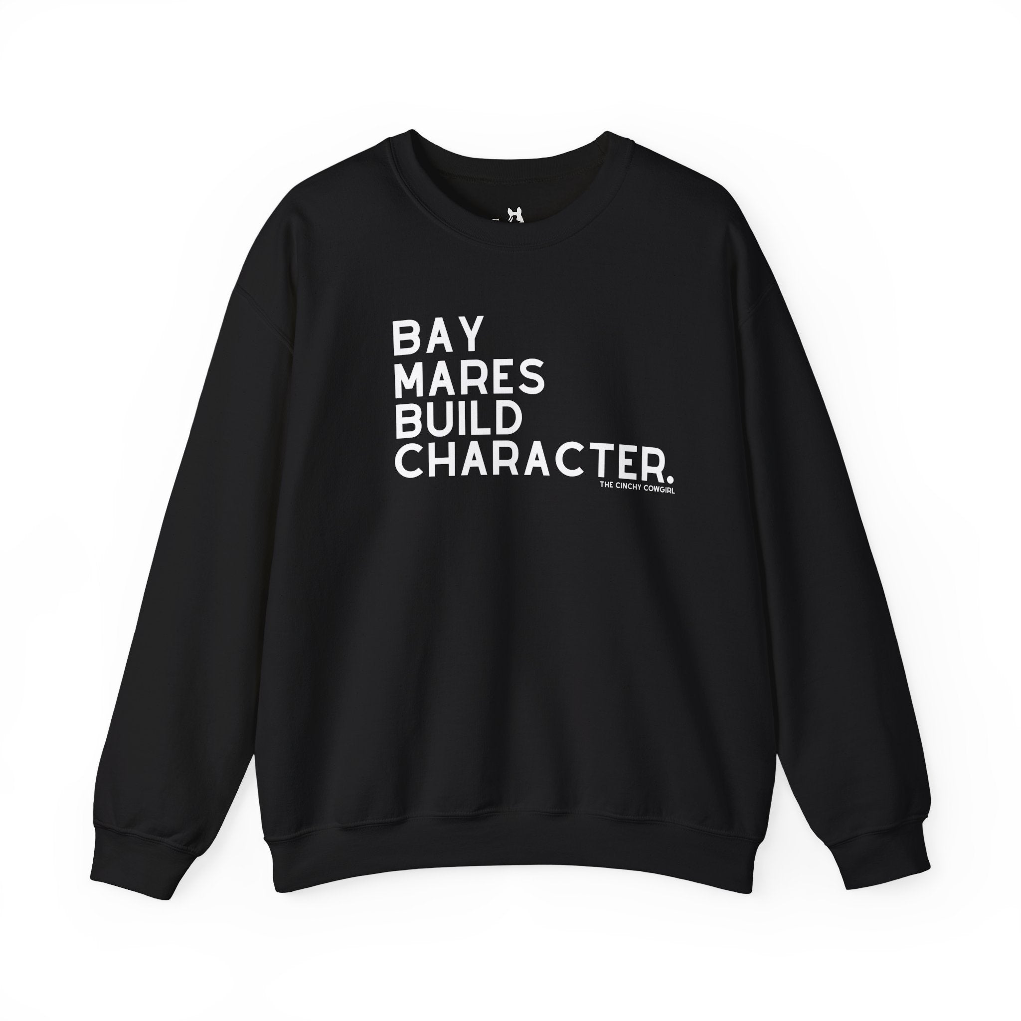 Bay Mares Build Character Pullover Graphic Pullover The Cinchy Cowgirl - Print S Black