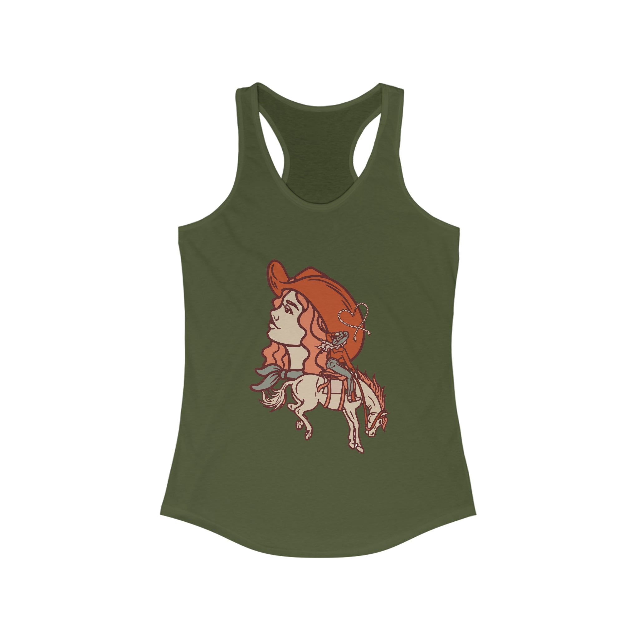 Cowgirl's Soul Racerback Tank tcc graphic tee Printify XS Solid Military Green