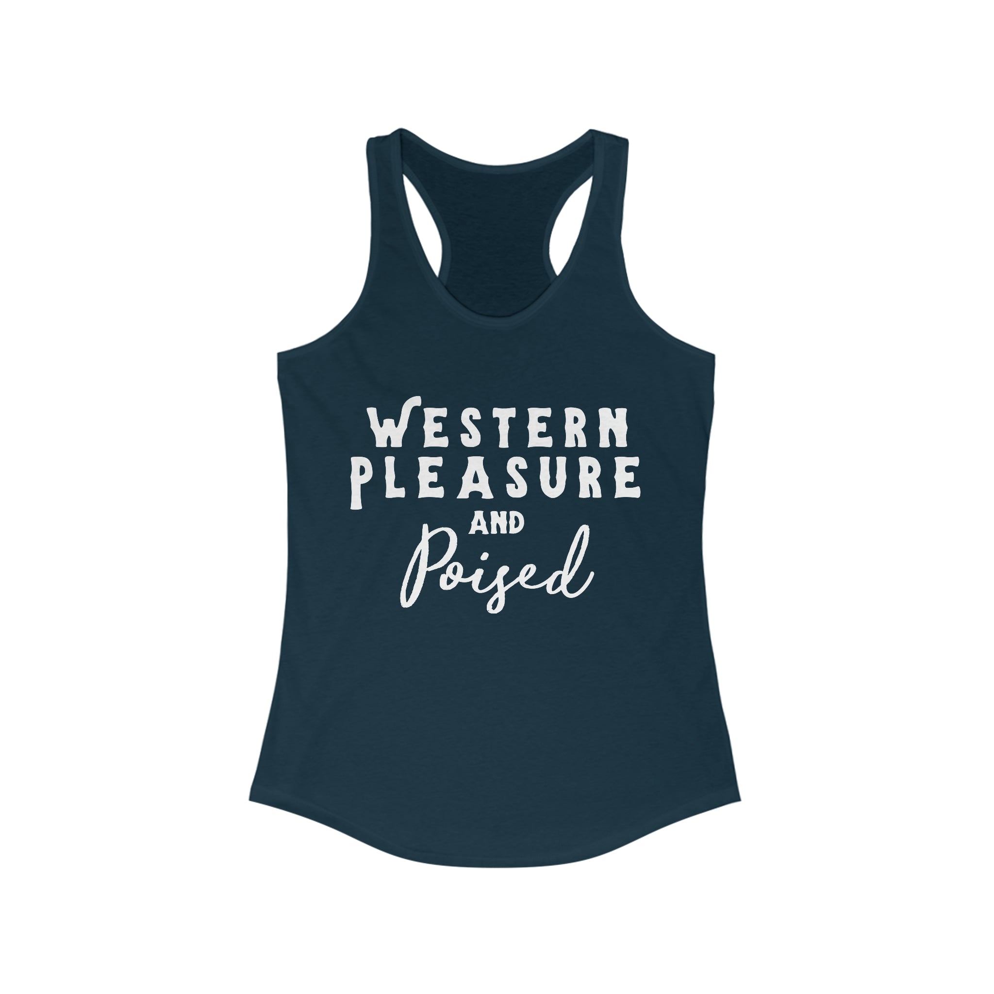 Western Pleasure & Poised Racerback Tank Horse Riding Discipline Tee Printify XS Solid Midnight Navy