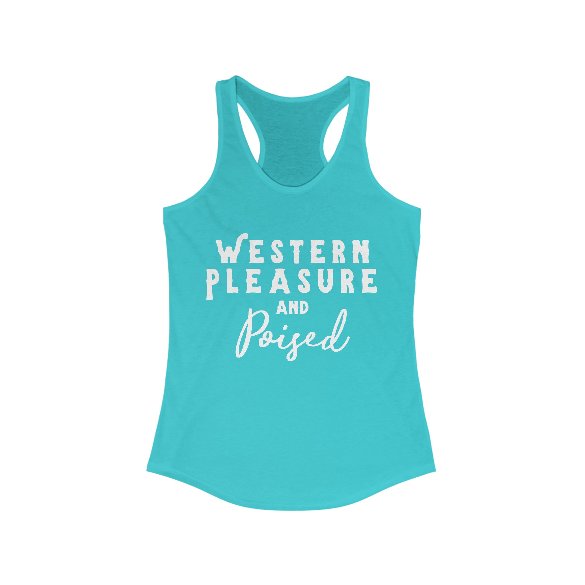 Western Pleasure & Poised Racerback Tank Horse Riding Discipline Tee Printify XS Solid Tahiti Blue