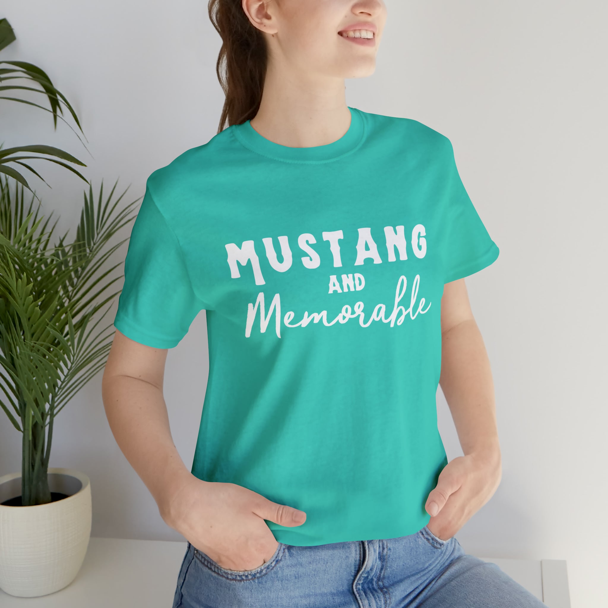 Mustang & Memorable Short Sleeve Tee Horse Color Shirt Printify Teal XS