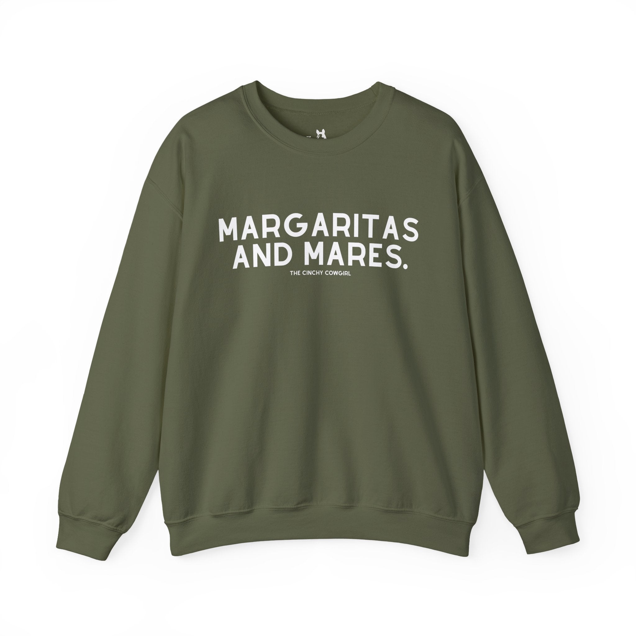Margaritas and Mares Pullover Graphic Pullover The Cinchy Cowgirl - Print S Military Green