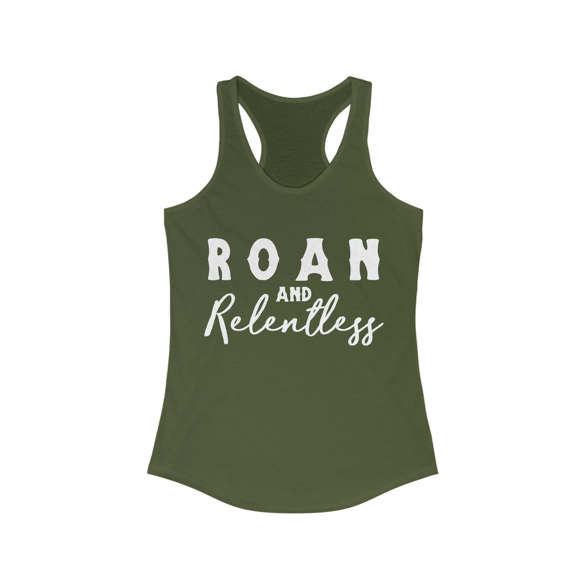 Roan & Relentless Racerback Tank Horse Color Shirts Printify XS Solid Military Green