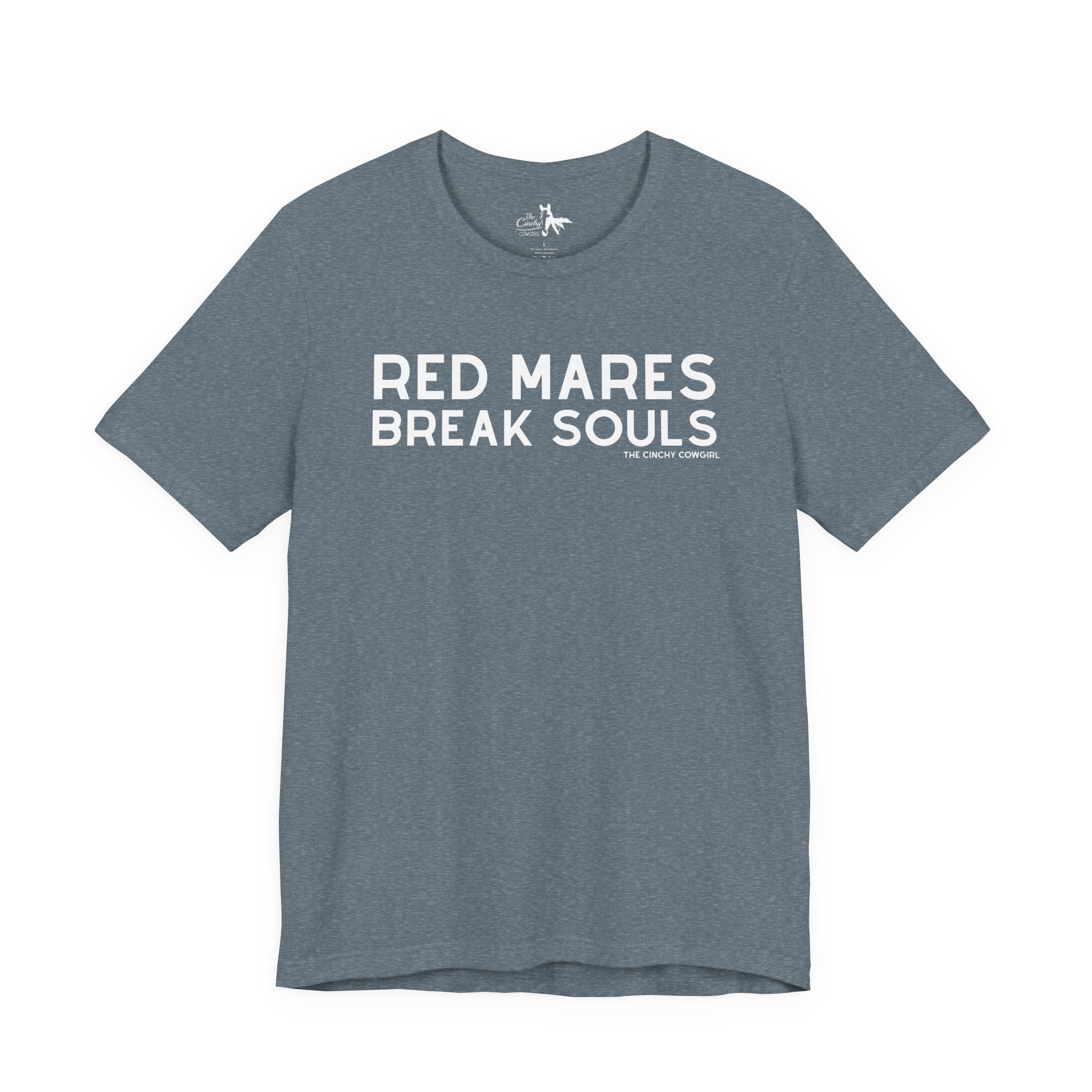 Red Mares Break Souls Short Sleeve Tee T-Shirt The Cinchy Cowgirl - Print Heather Slate XS