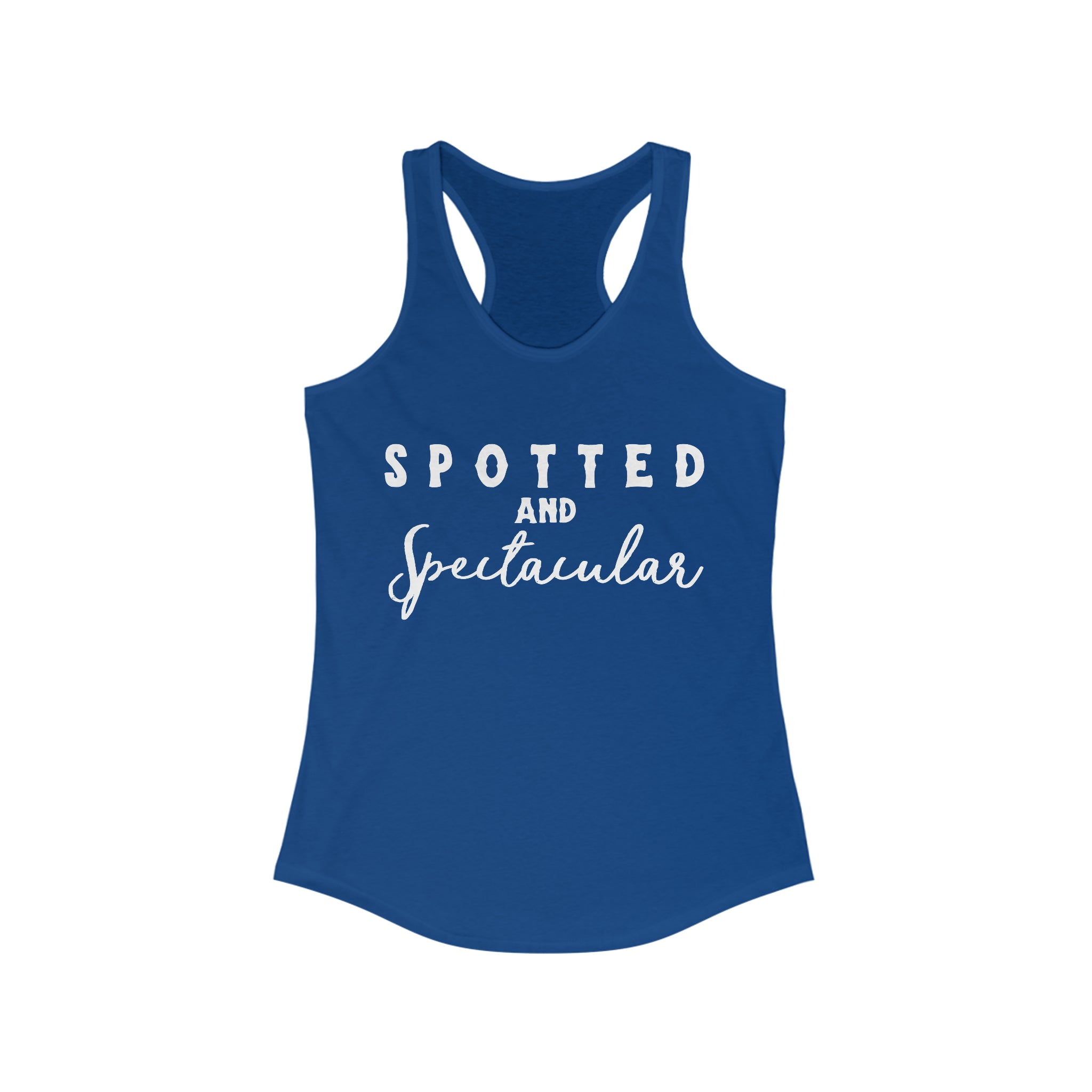 Spotted & Spectacular Racerback Tank Horse Color Shirts Printify XS Solid Royal