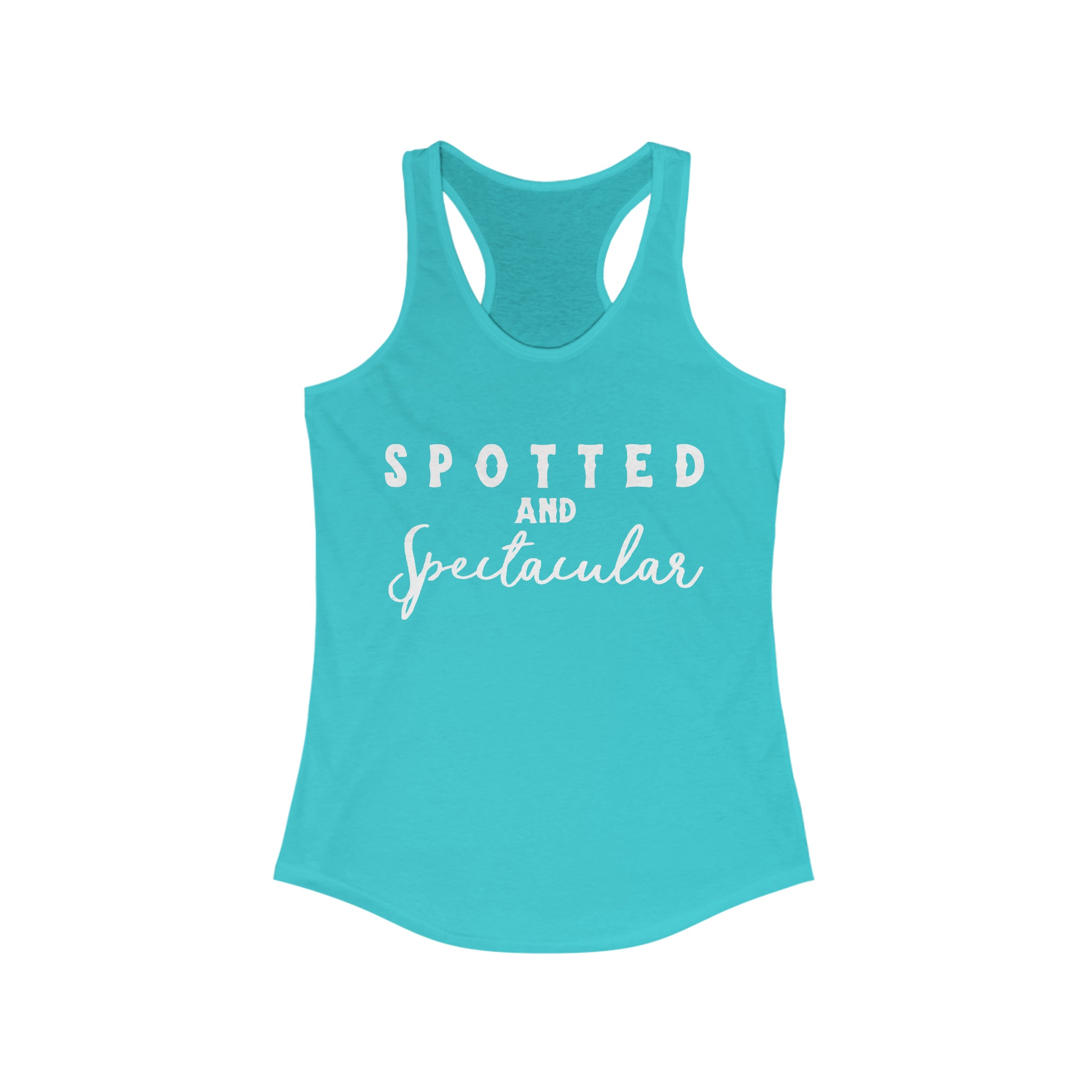 Spotted & Spectacular Racerback Tank Horse Color Shirts Printify XS Solid Tahiti Blue
