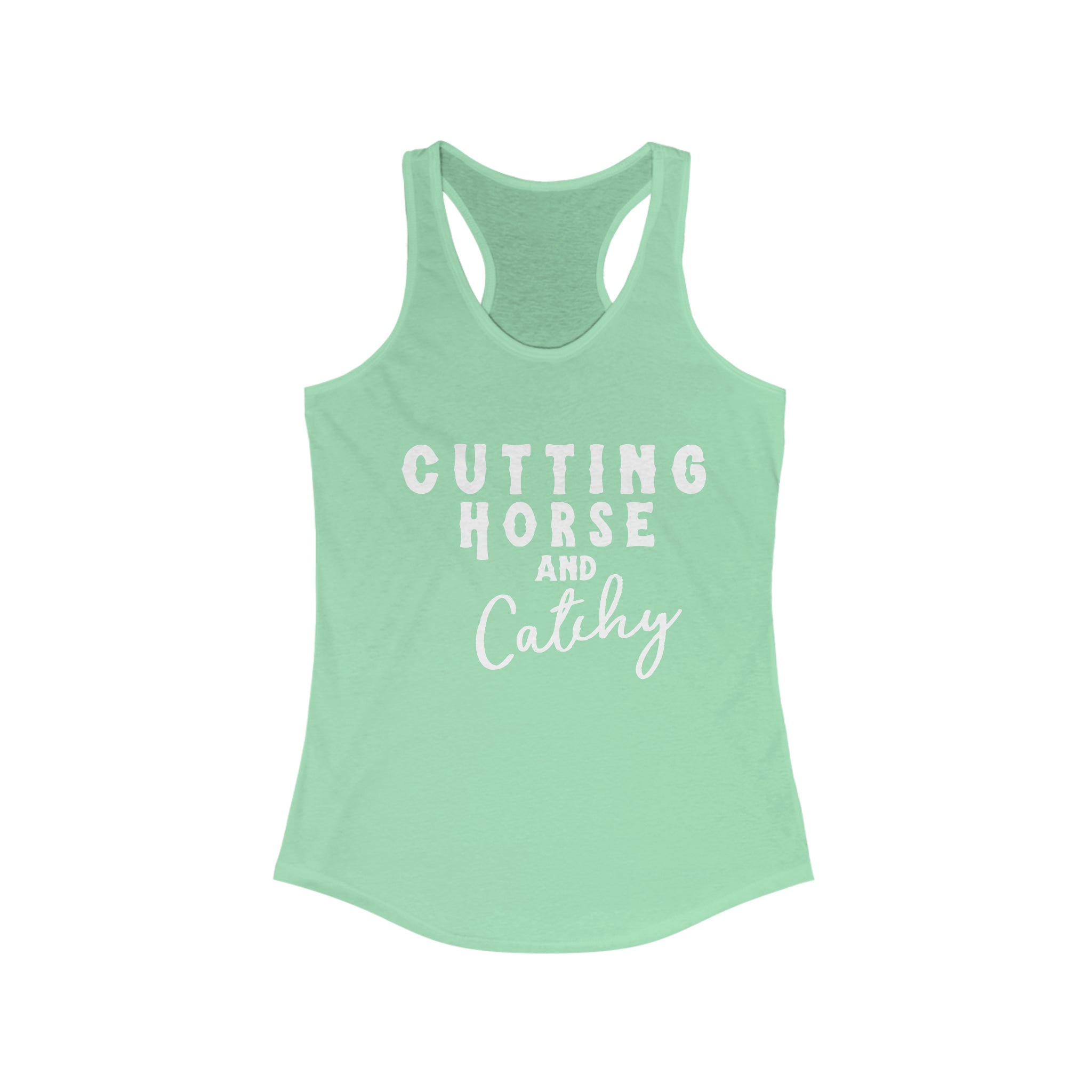 Cutting Horse & Catchy Racerback Tank Horse Riding Discipline Tee Printify XS Solid Mint