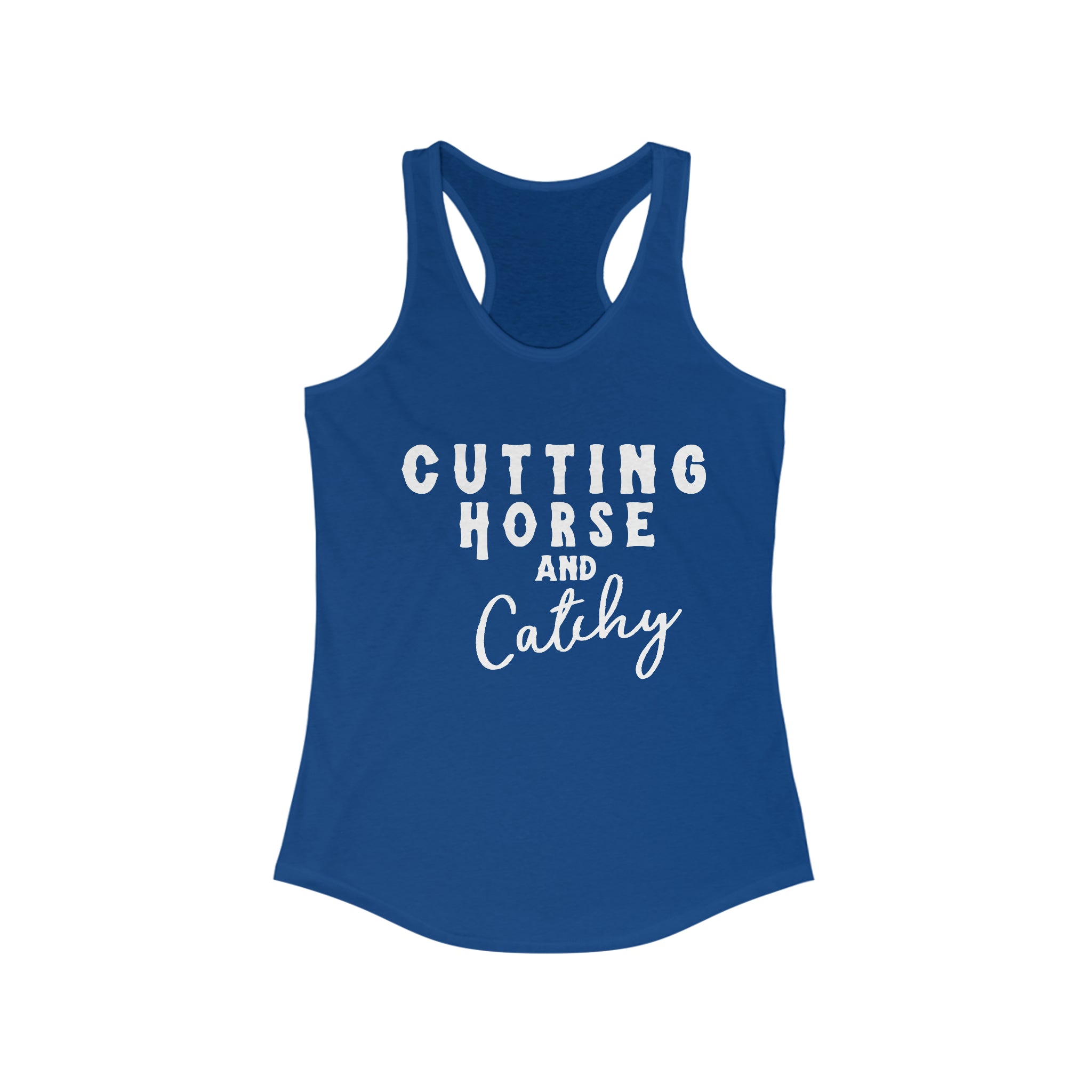 Cutting Horse & Catchy Racerback Tank Horse Riding Discipline Tee Printify XS Solid Royal