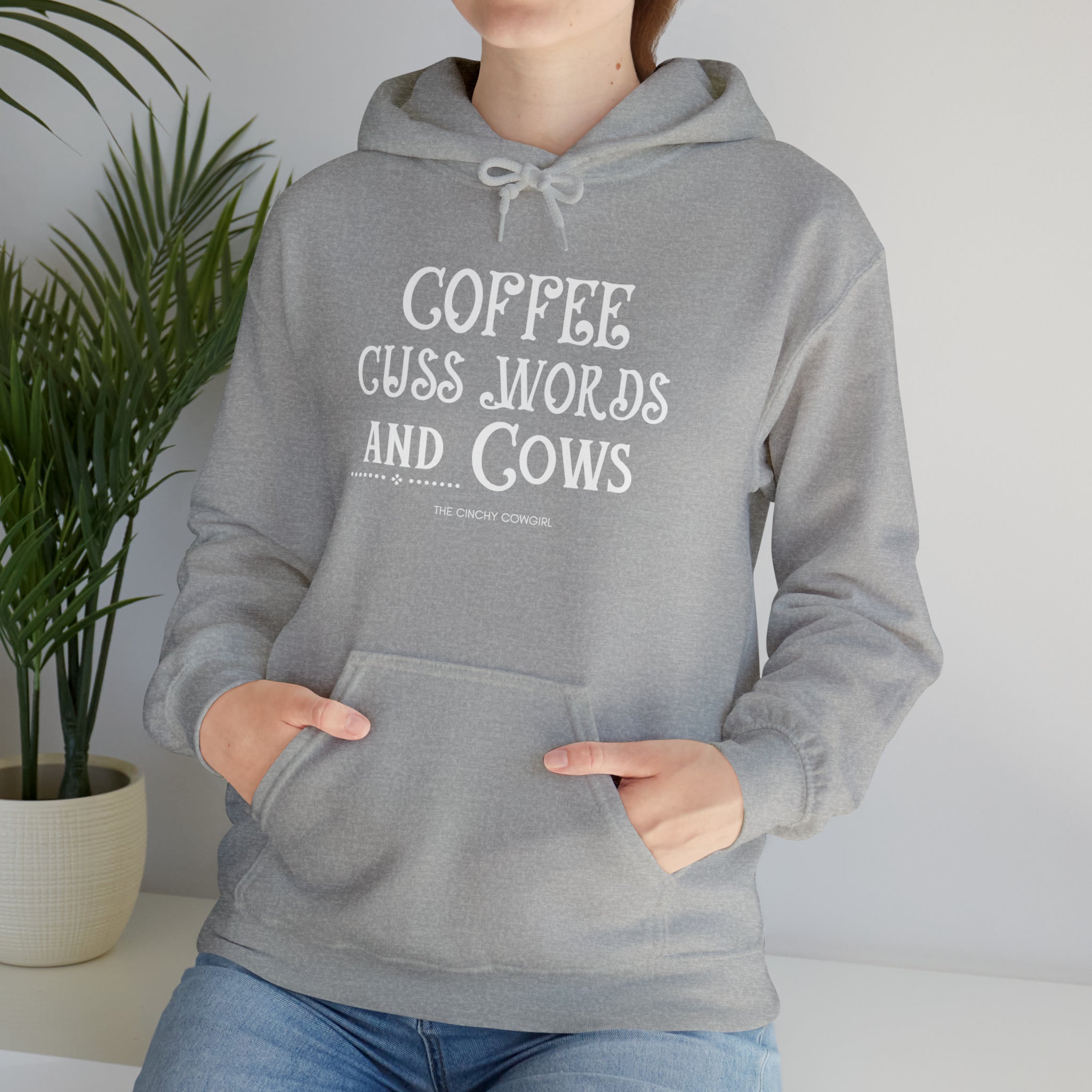 Coffee Cuss Words Cows Hoodie Hoodie Printify