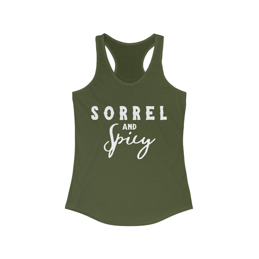 Sorrel & Spicy Racerback Tank Horse Color Shirts Printify XS Solid Military Green 