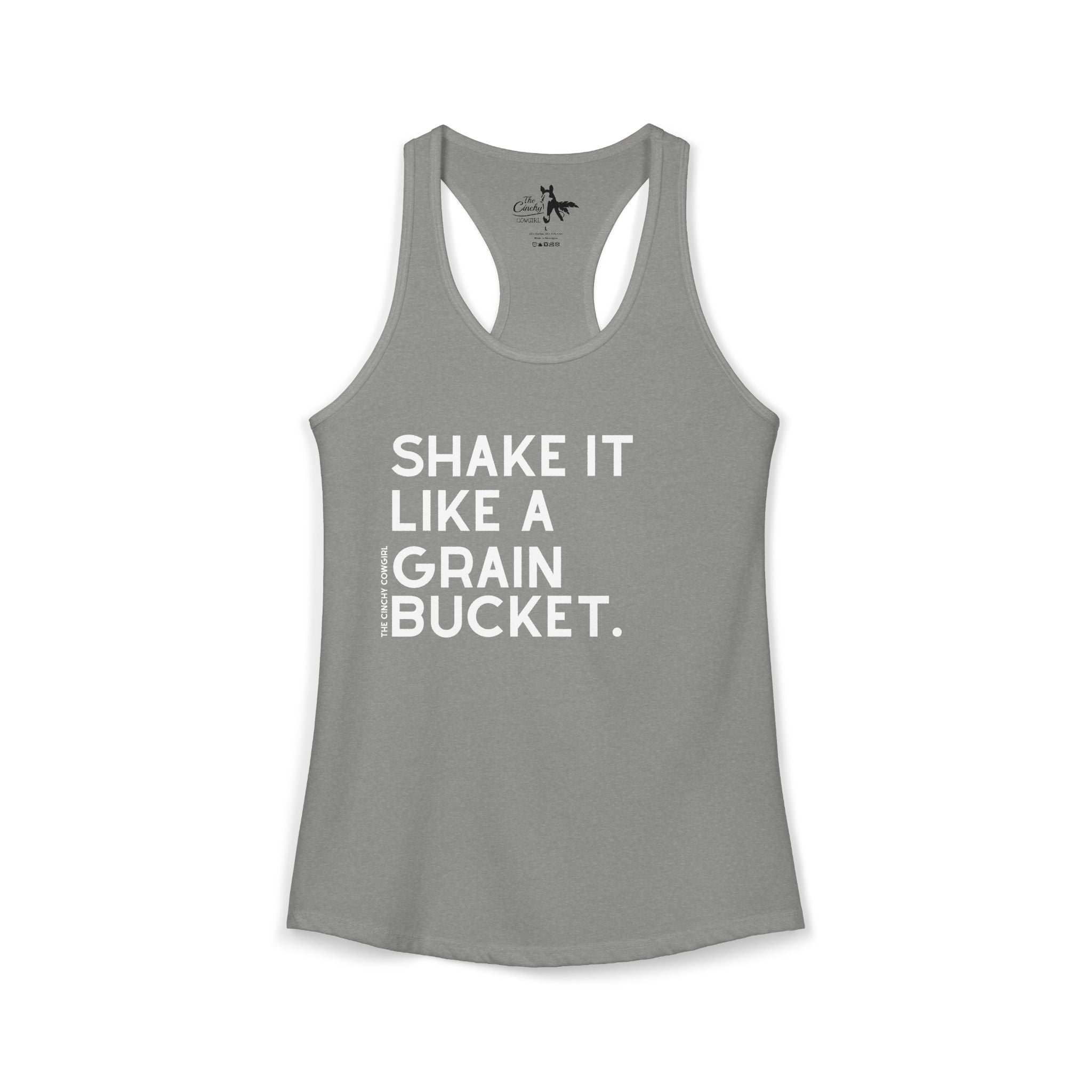 Shake It Like A Grain Bucket Tank Top Tank Top The Cinchy Cowgirl - Print XS Heather Grey