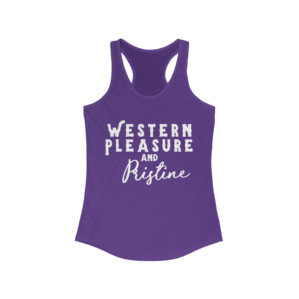 Western Pleasure & Pristine Racerback Tank Horse Riding Discipline Tee Printify S Solid Purple Rush 