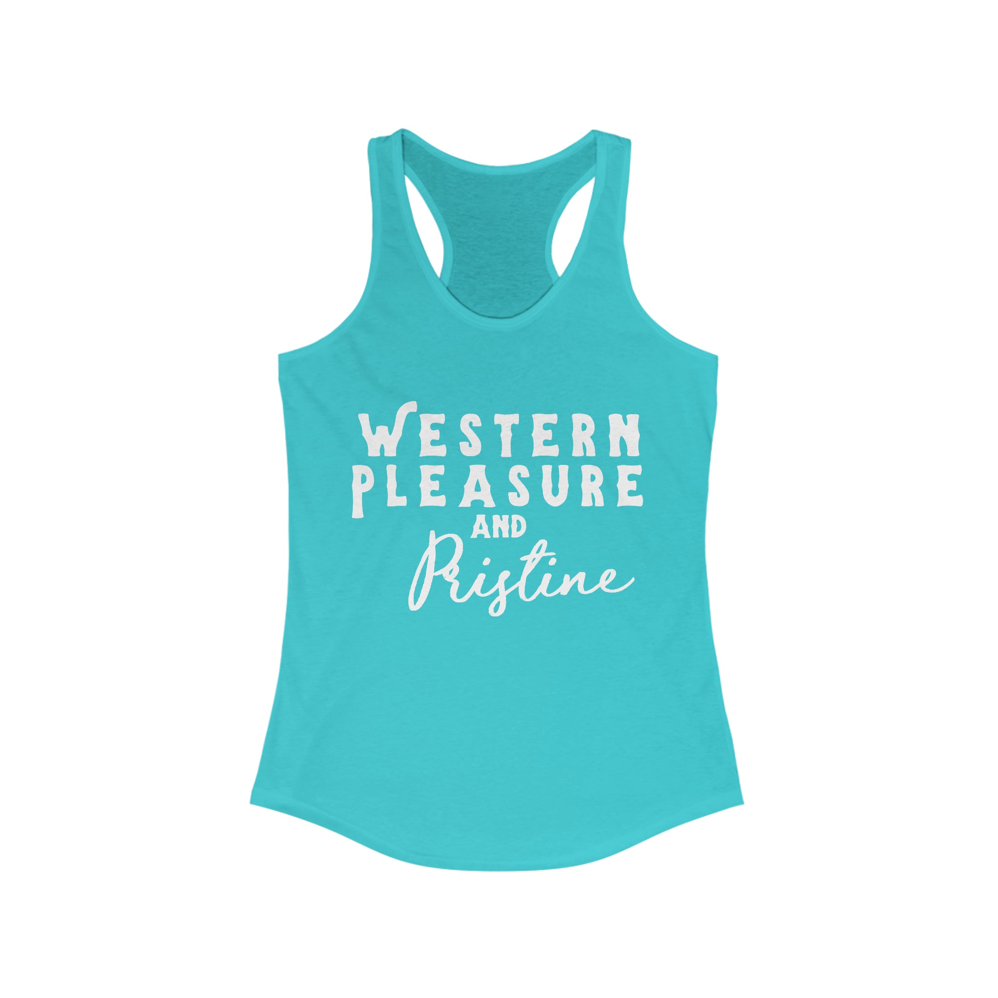Western Pleasure & Pristine Racerback Tank Horse Riding Discipline Tee Printify XS Solid Tahiti Blue